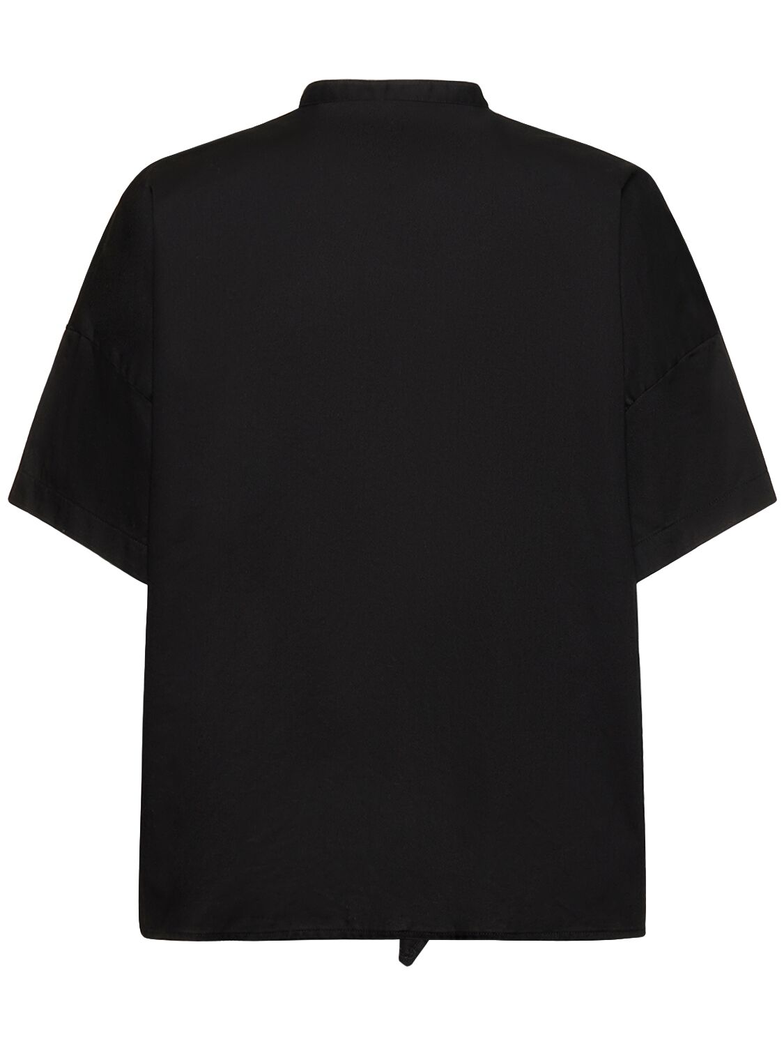 Shop Yohji Yamamoto Draped Cotton Twill S/s Boxy Shirt In Black