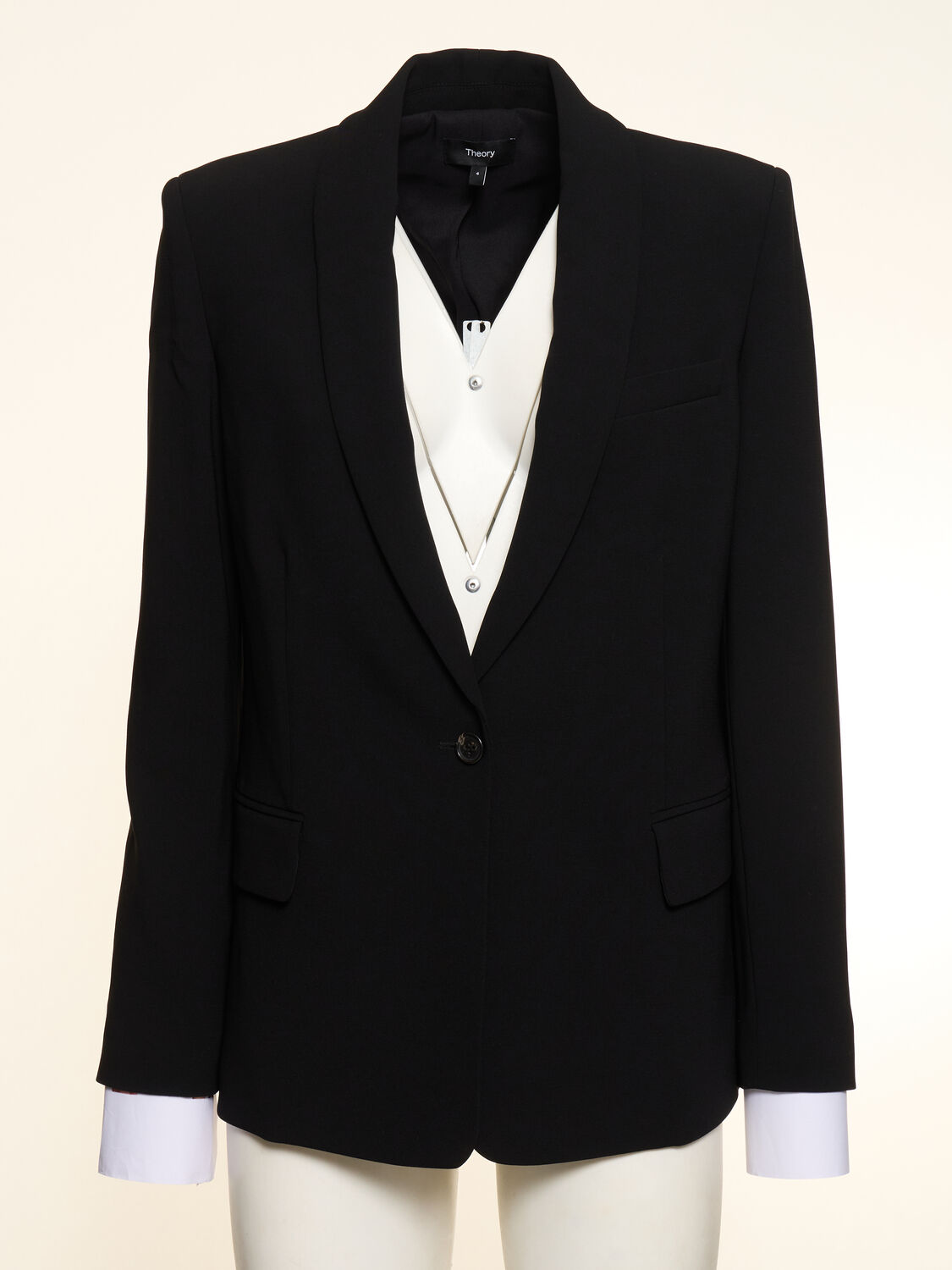 Shop Theory Single Breasted Crepe Jacket In Black
