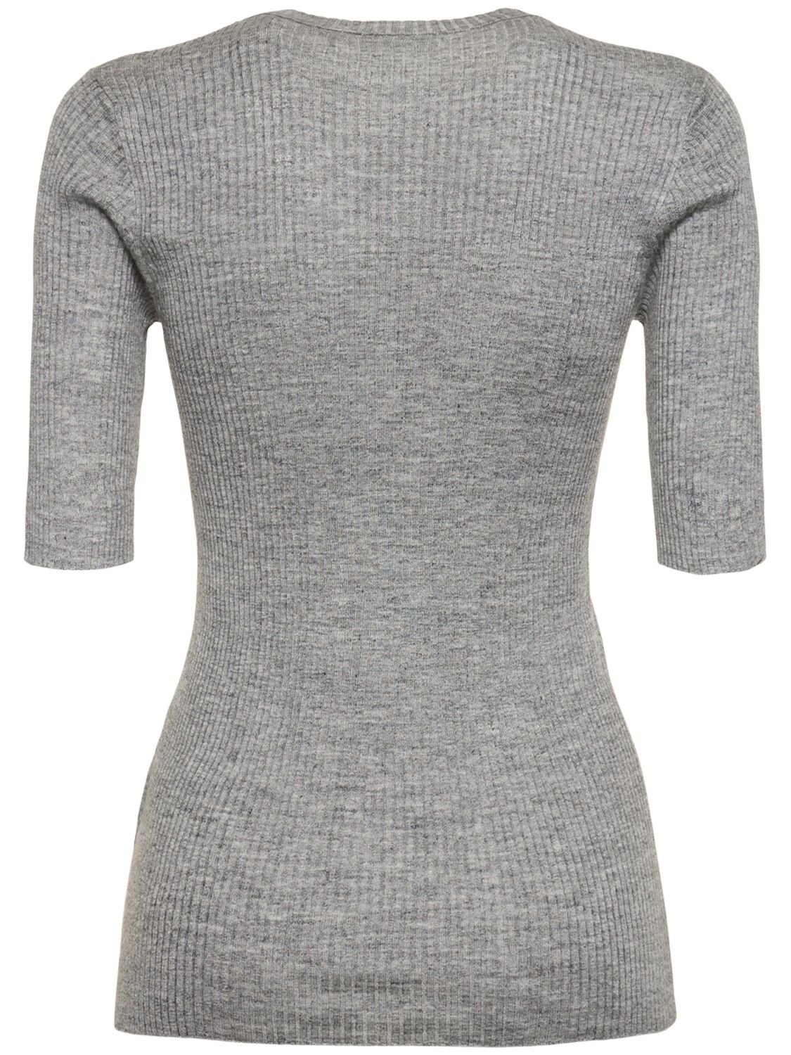 Shop Brunello Cucinelli Rib Knit Short Sleeve Top In Dark Grey