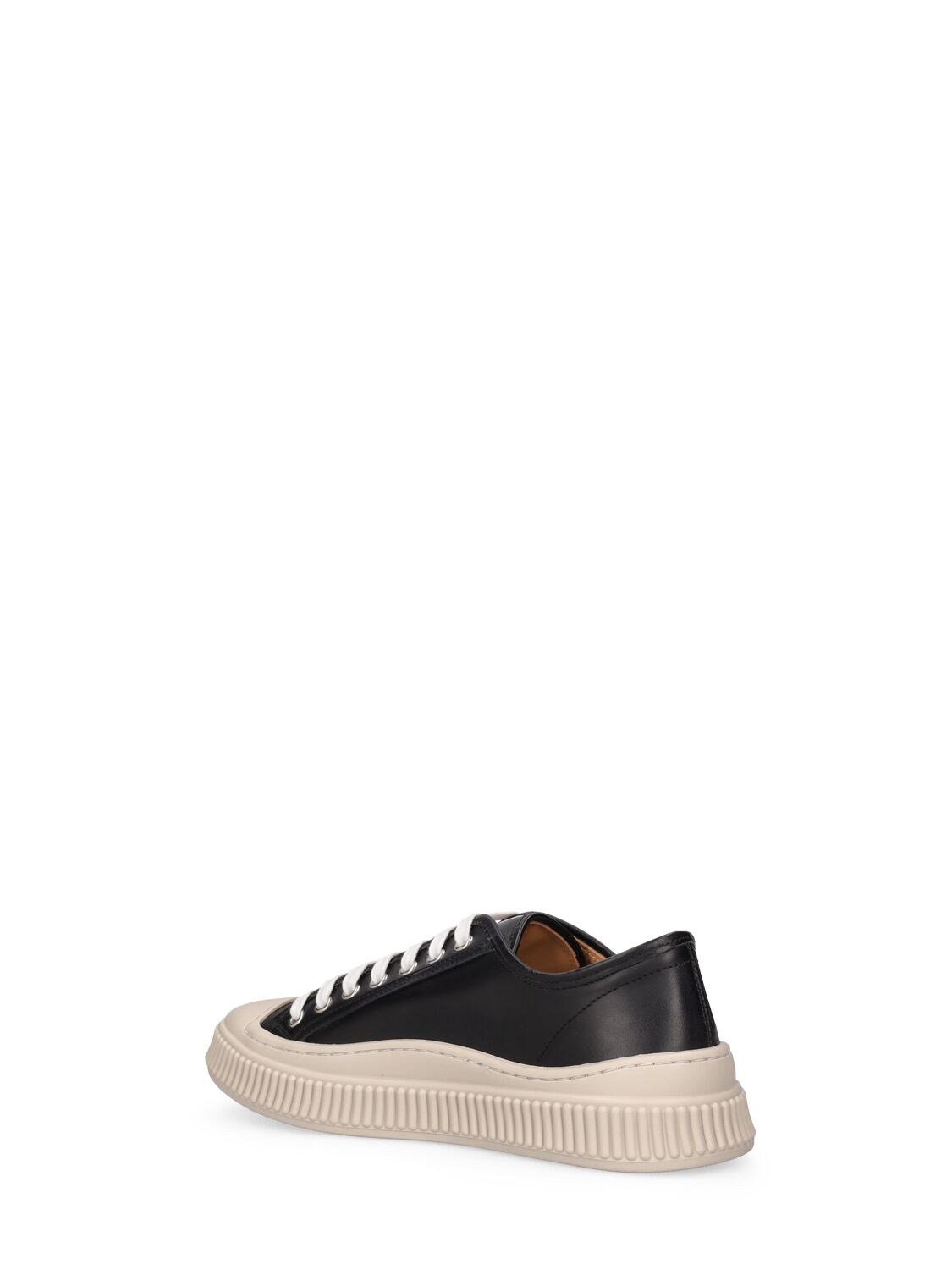 Shop Marni Junior Leather Lace-up Sneakers W/ Logo In Black