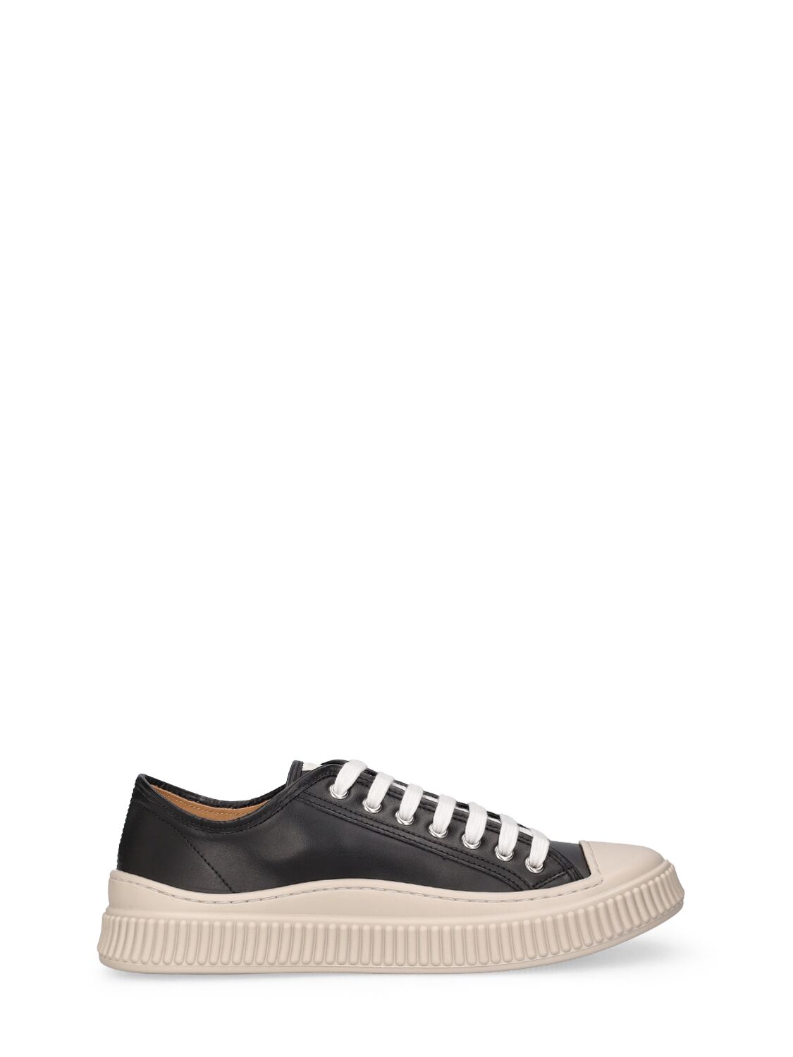 Image of Leather Lace-up Sneakers W/ Logo