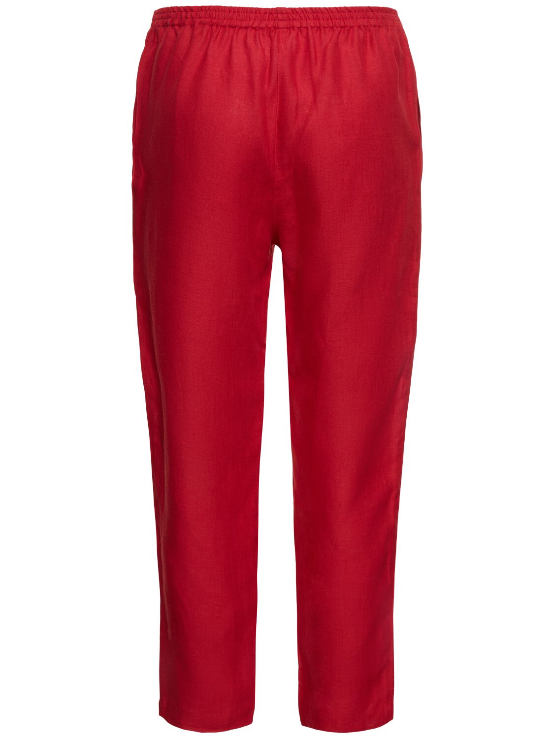 Shop Lido Linen Elastic Waist Pants In Red