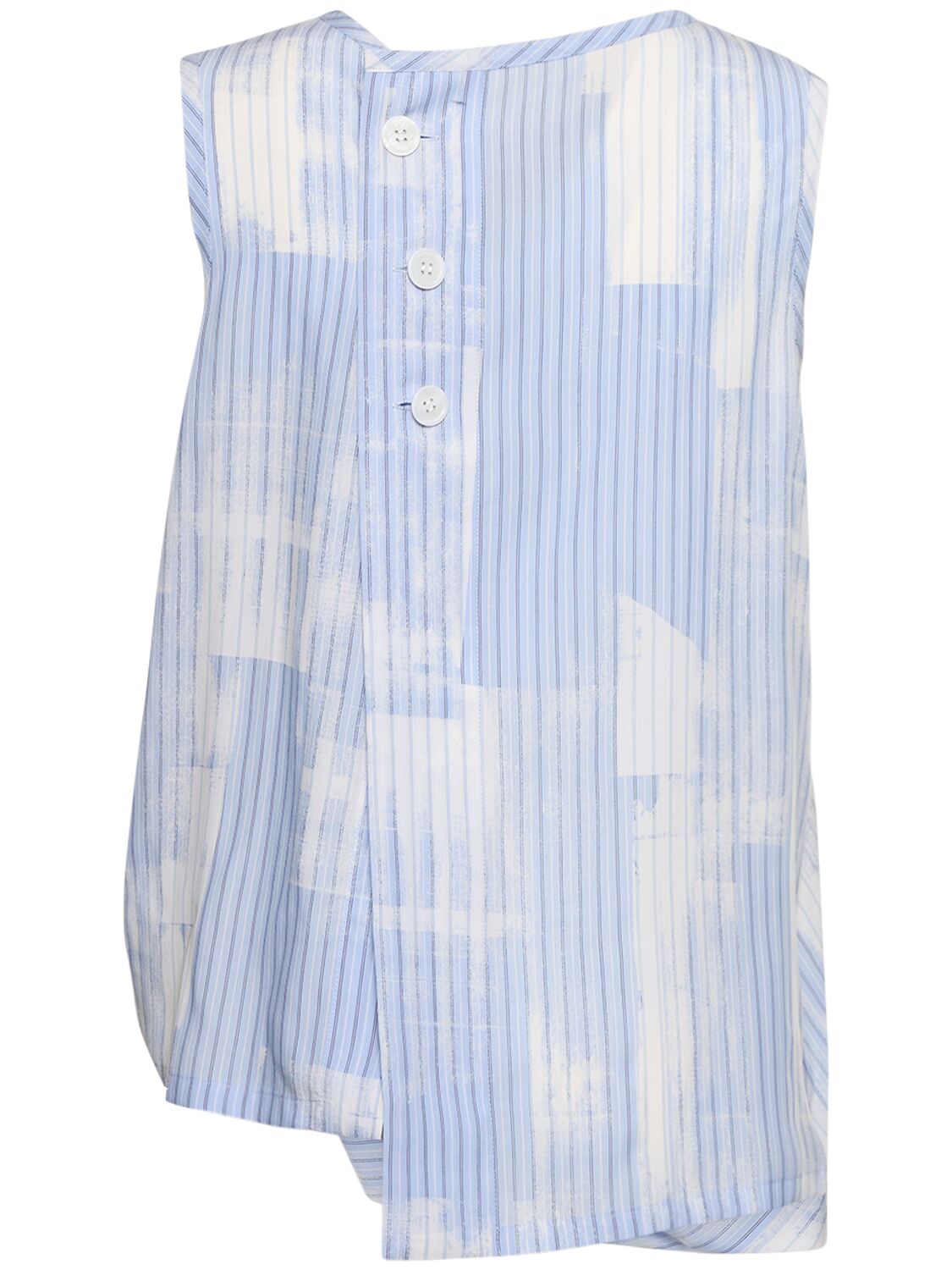 Shop Yohji Yamamoto Sleeveless Striped Back Top In White,light Blue