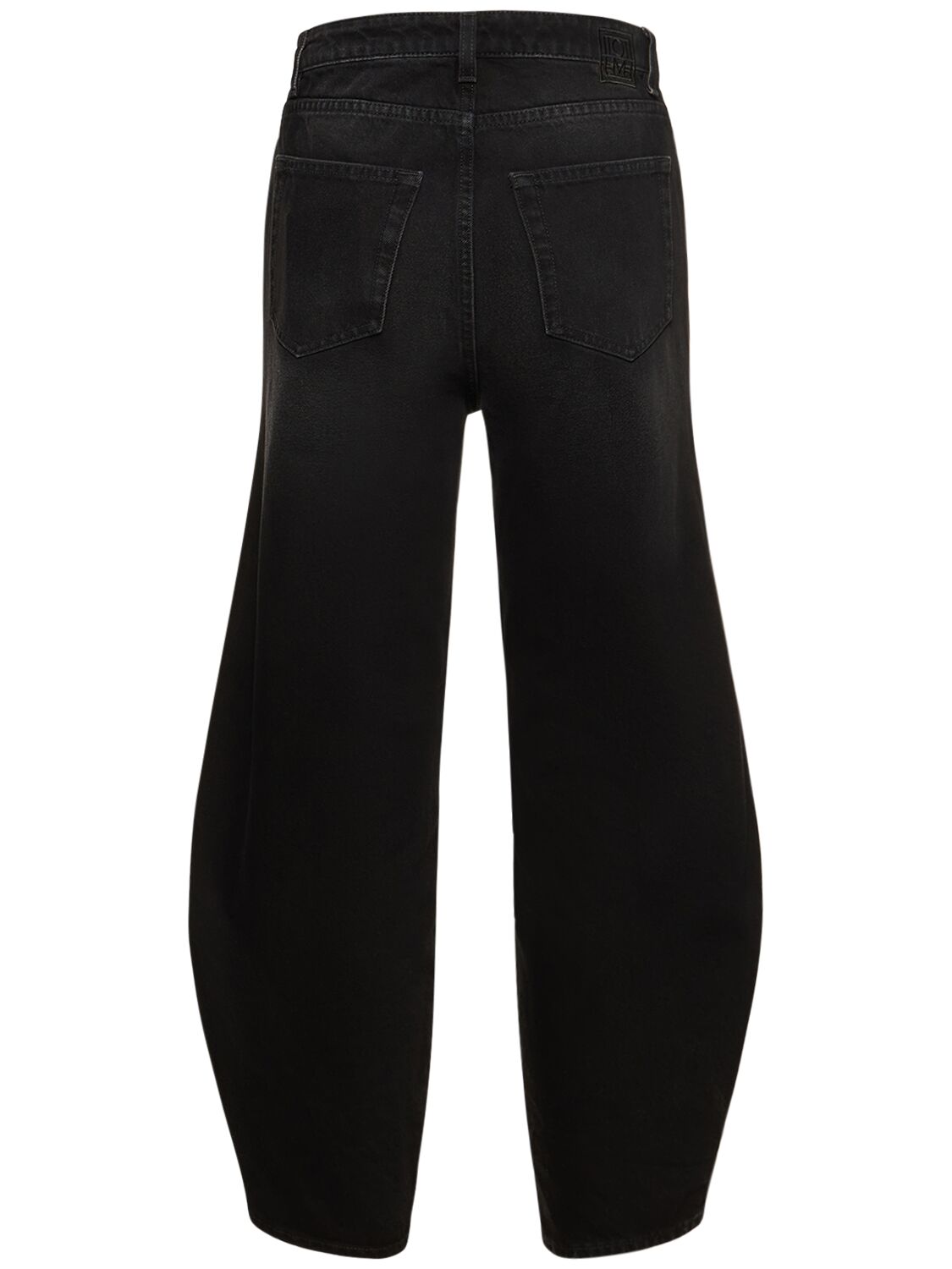 Shop Totême Barrel Leg Cotton Denim Jeans In Black