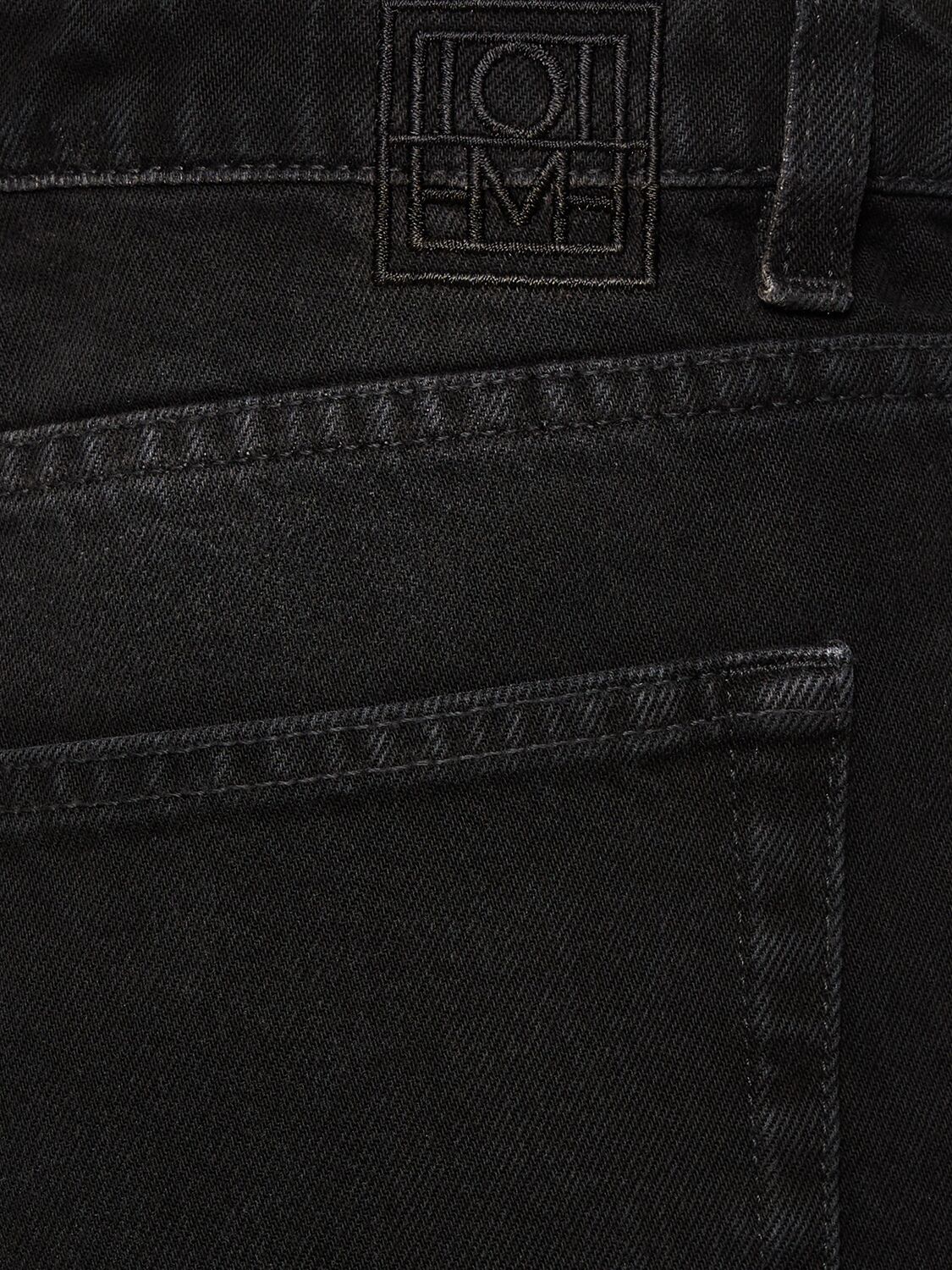 Shop Totême Barrel Leg Cotton Denim Jeans In Black