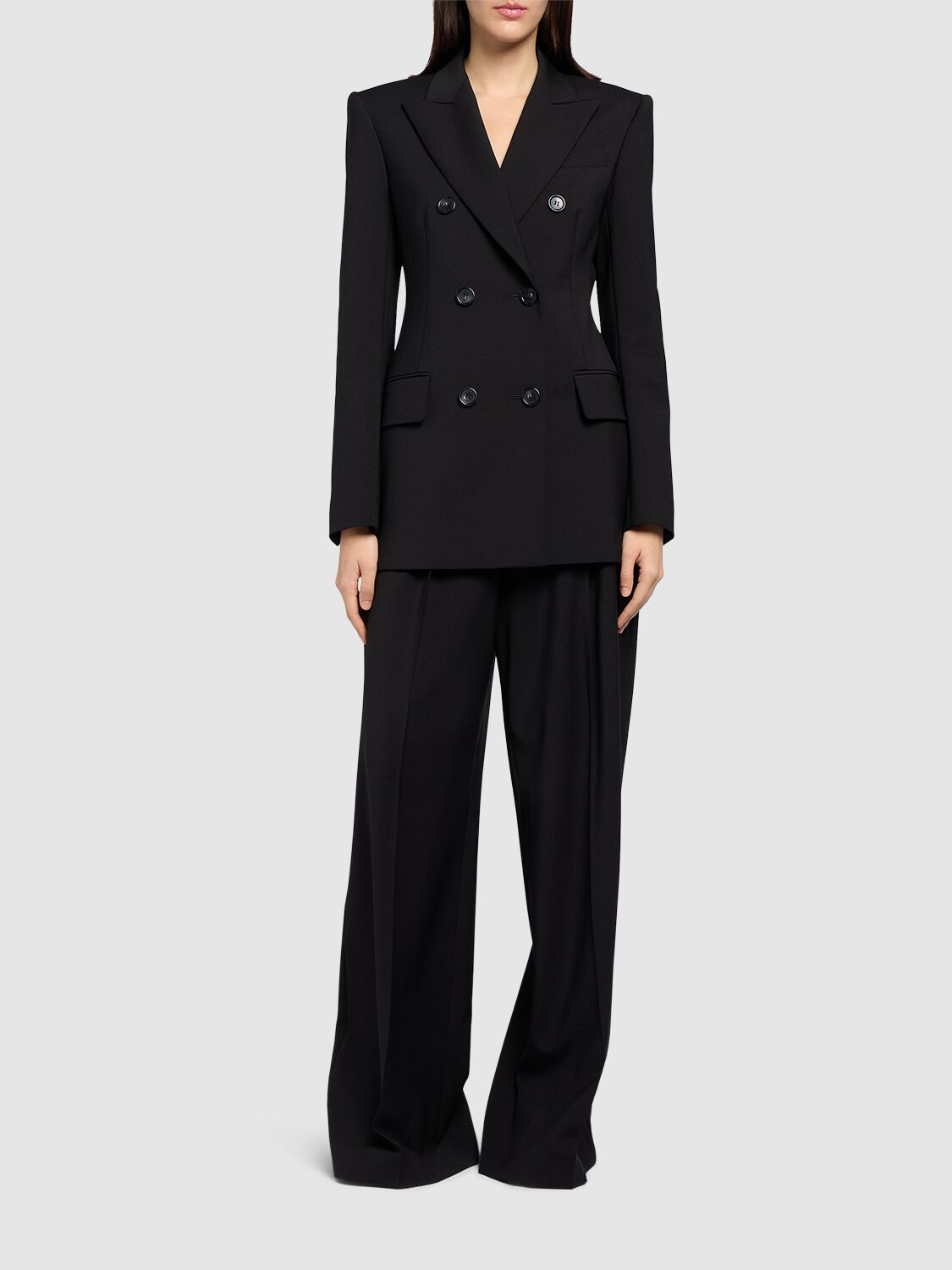 Shop Sportmax Adamo Wool Double Breasted Jacket In Black