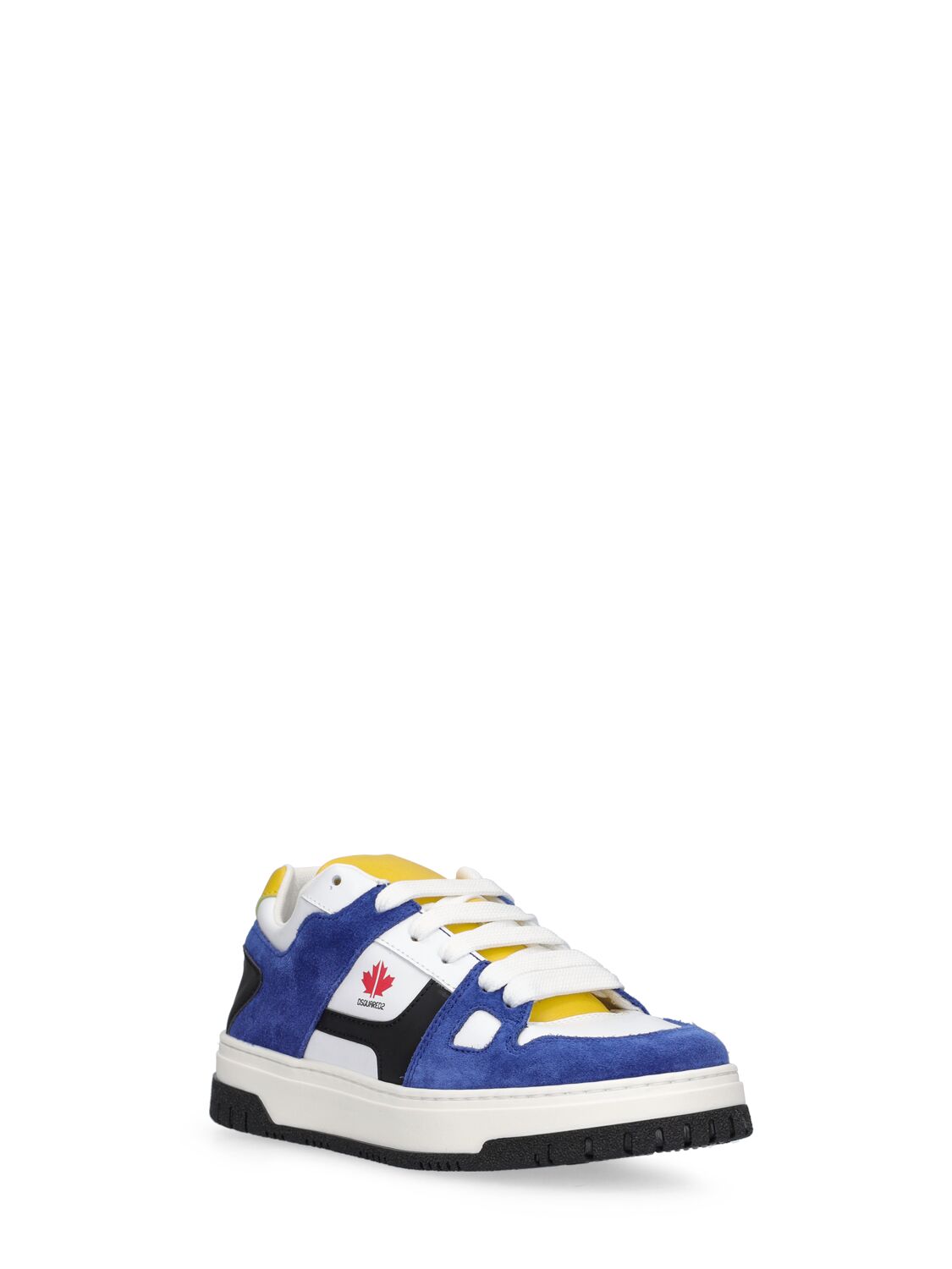 Shop Dsquared2 Tech & Leather Lace-up Sneakers In Yellow,blue