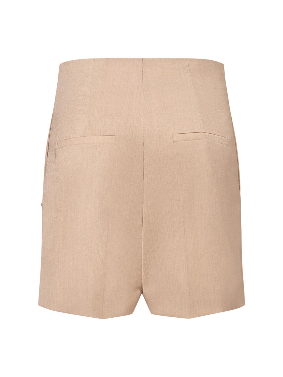 Shop Sportmax Adorato Wool Blend Shorts In Dark Beige