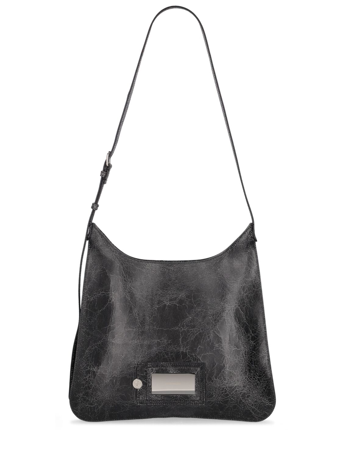Acne Studios Platt Wrinkled Leather Shoulder Bag In Black