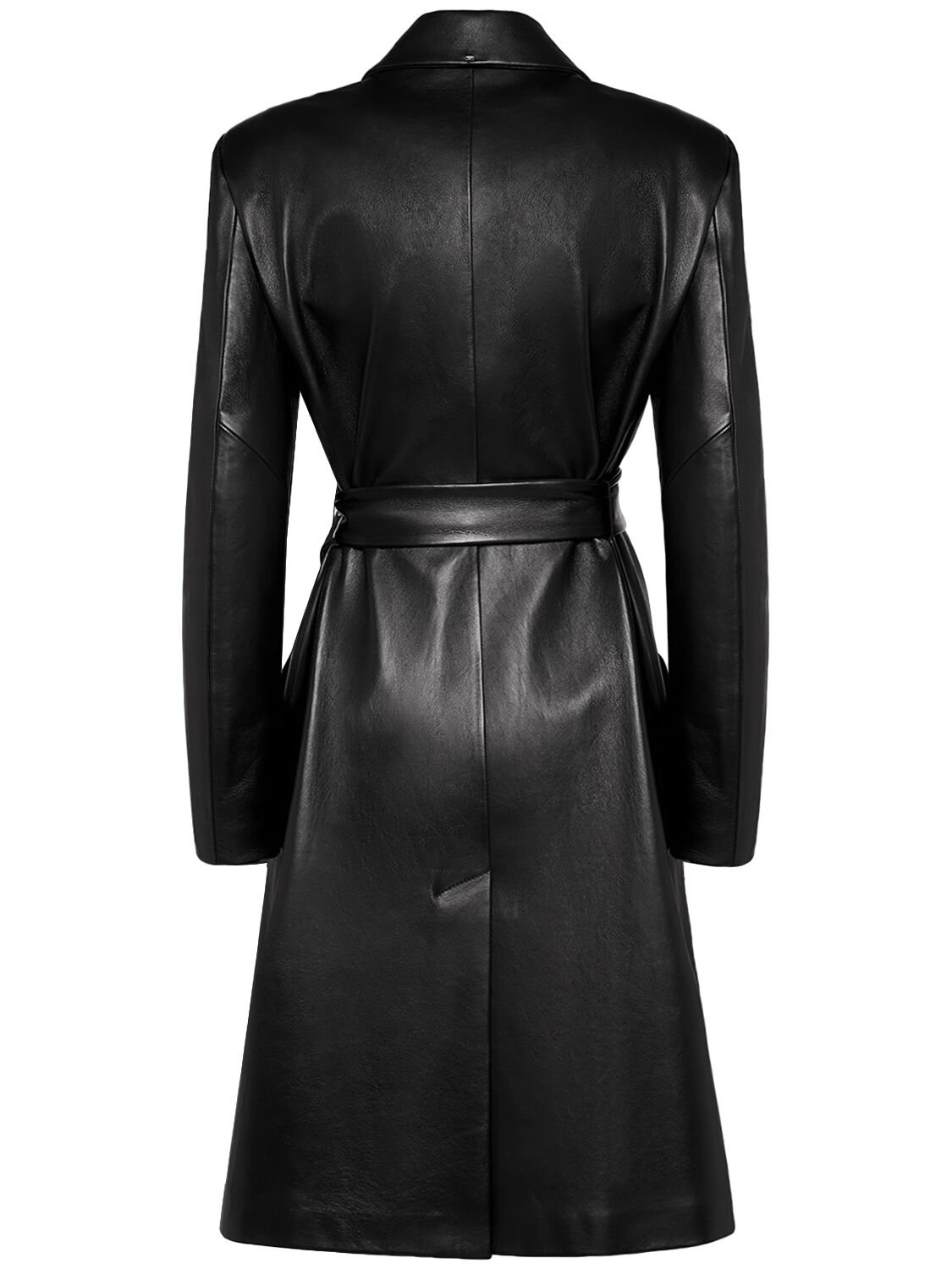 Shop Sportmax Giostra Napa Leather Trench Coat In Black