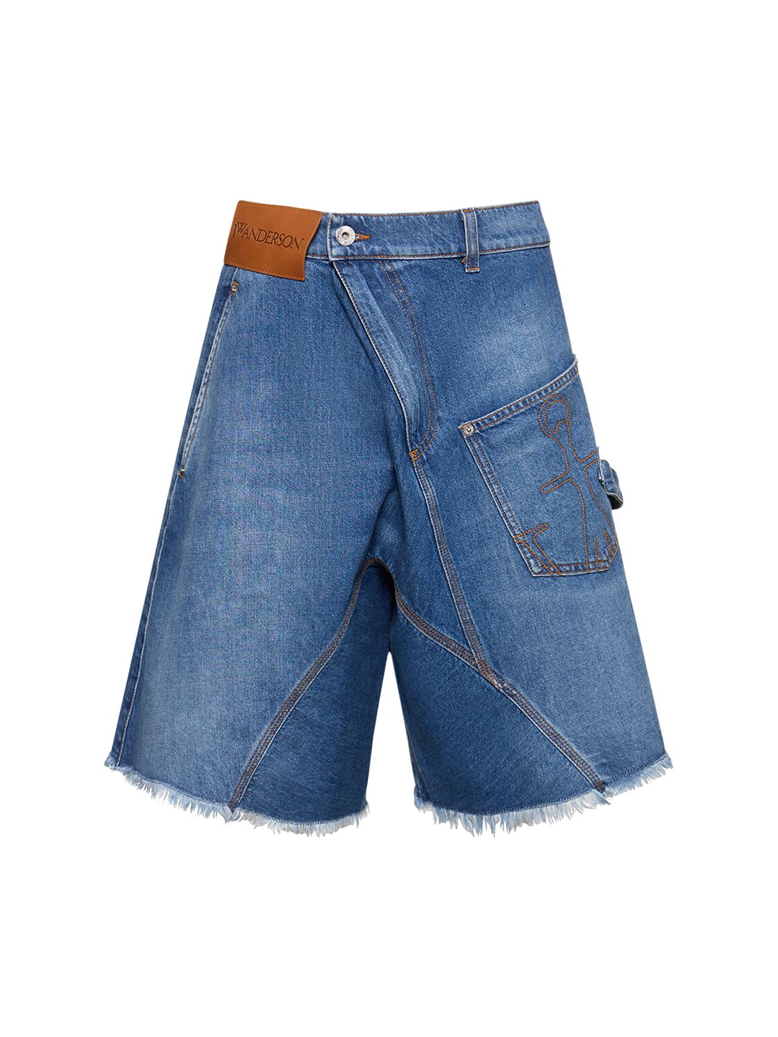 Shop Jw Anderson Twisted Denim Shorts In Light Blue