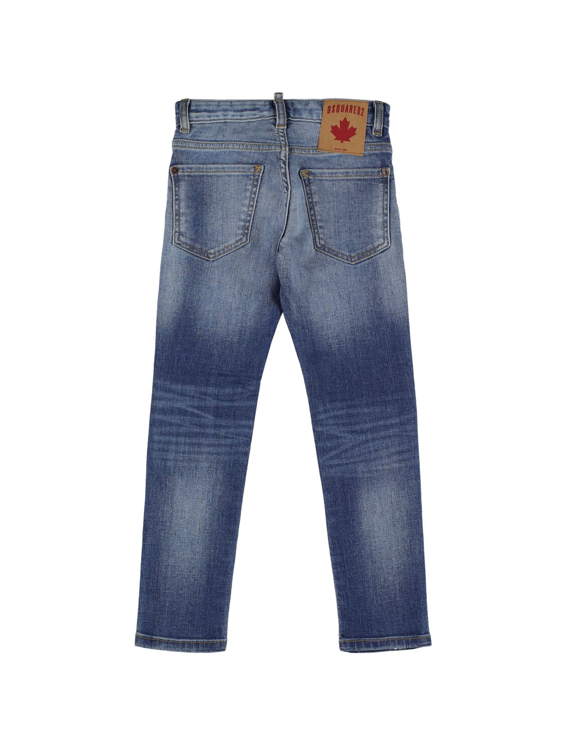 Shop Dsquared2 Washed Stretch Cotton Denim Jeans In Blue