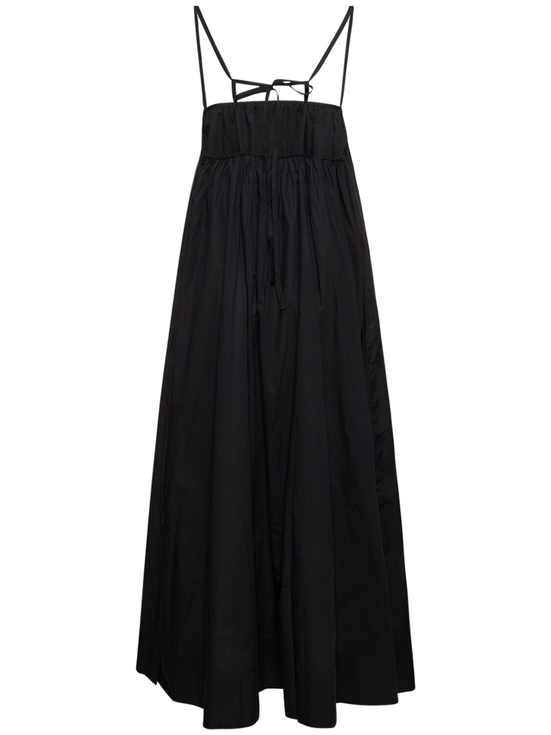 Shop Soeur Arielle Strapless Slit Cotton Midi Dress In Black