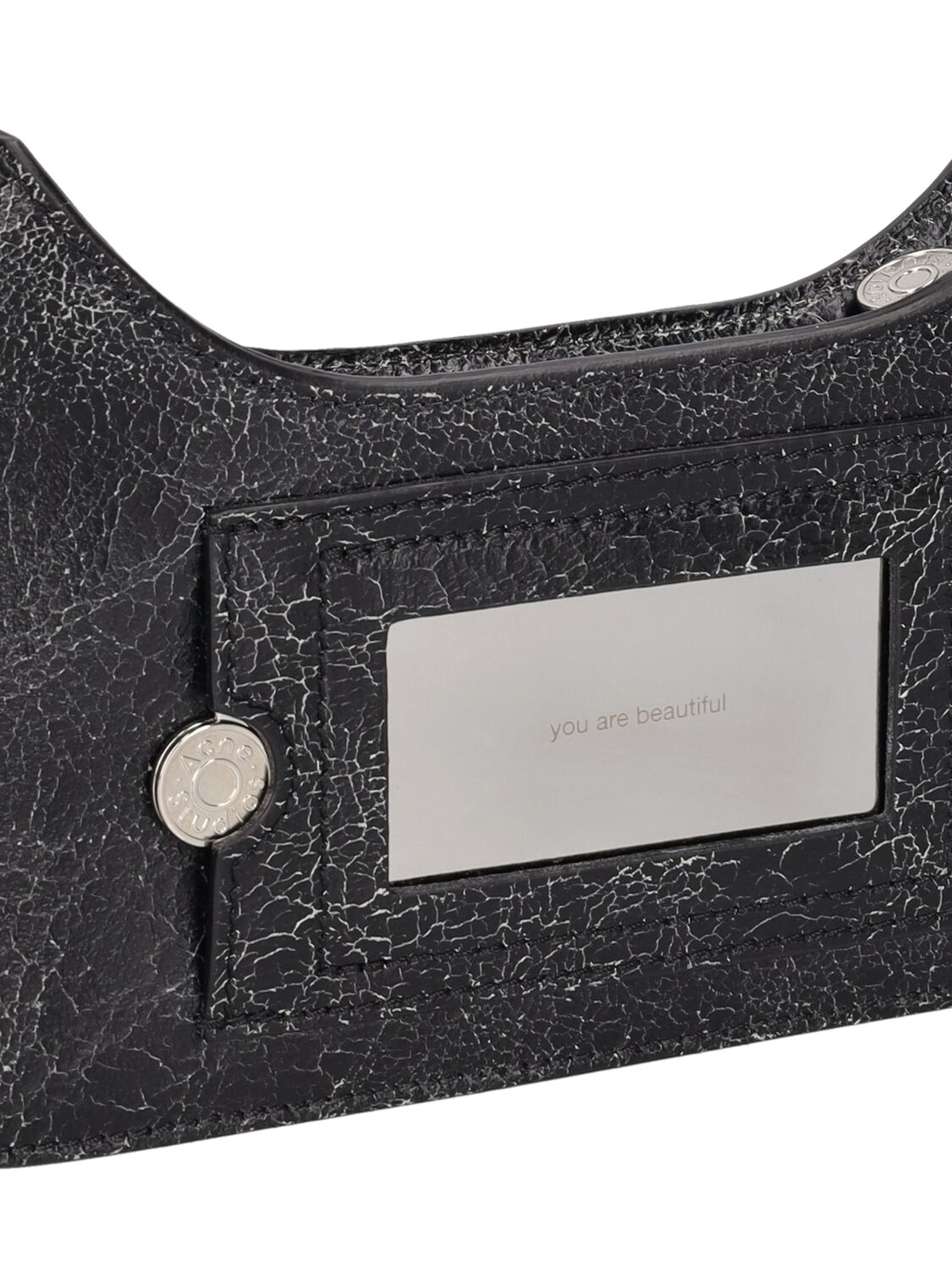 Shop Acne Studios Micro Platt Crackle Leather Shoulder Bag In Black