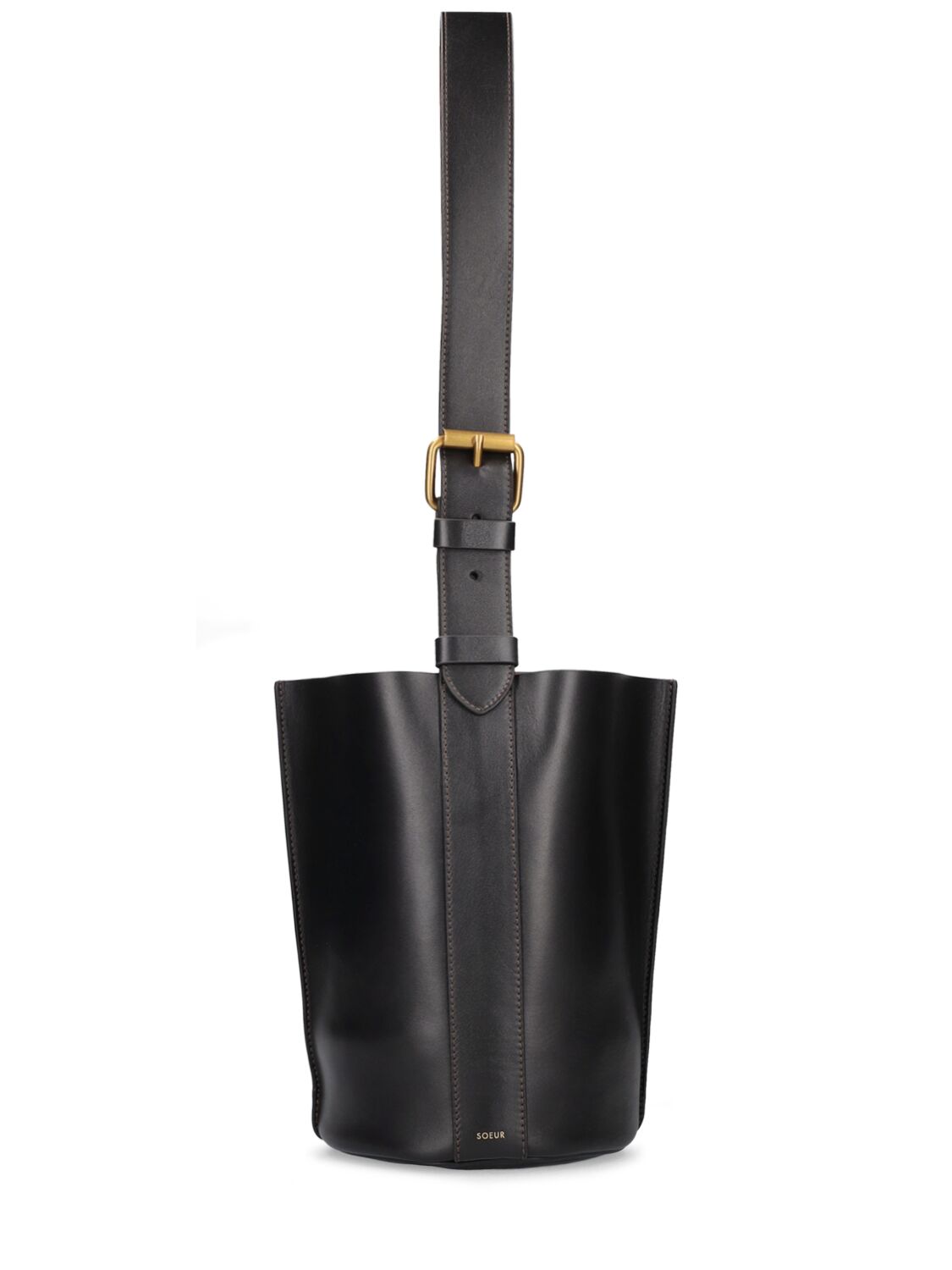 Soeur Mini Saul Leather Shoulder Bag In Noir,cognac