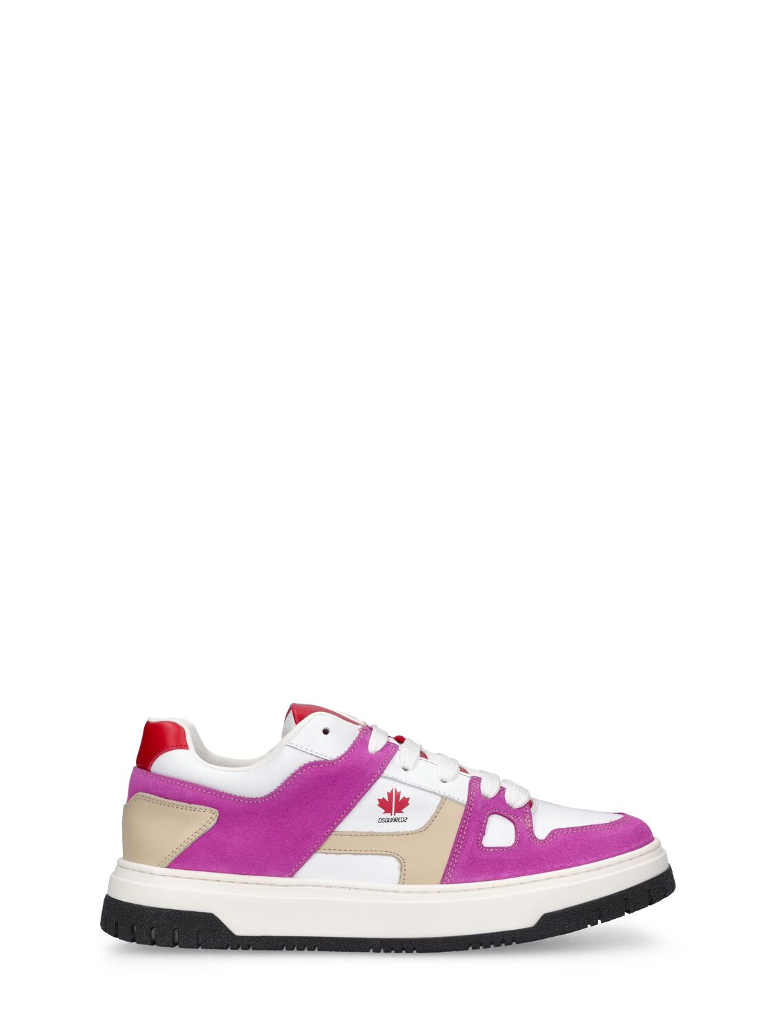 Dsquared2 Kids' Tech & Leather Lace-up Sneakers In Purple,white