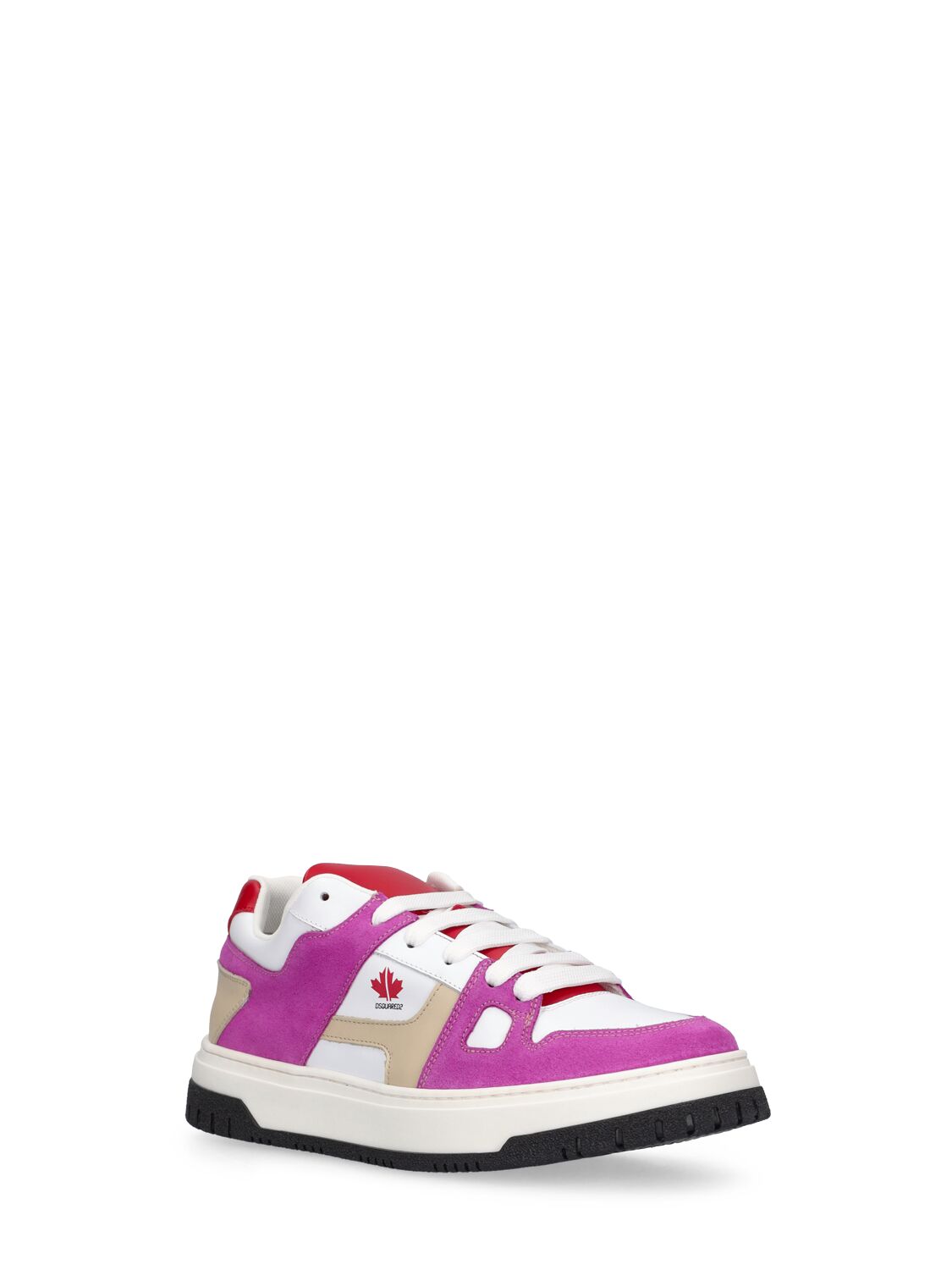 Shop Dsquared2 Tech & Leather Lace-up Sneakers In Purple,white