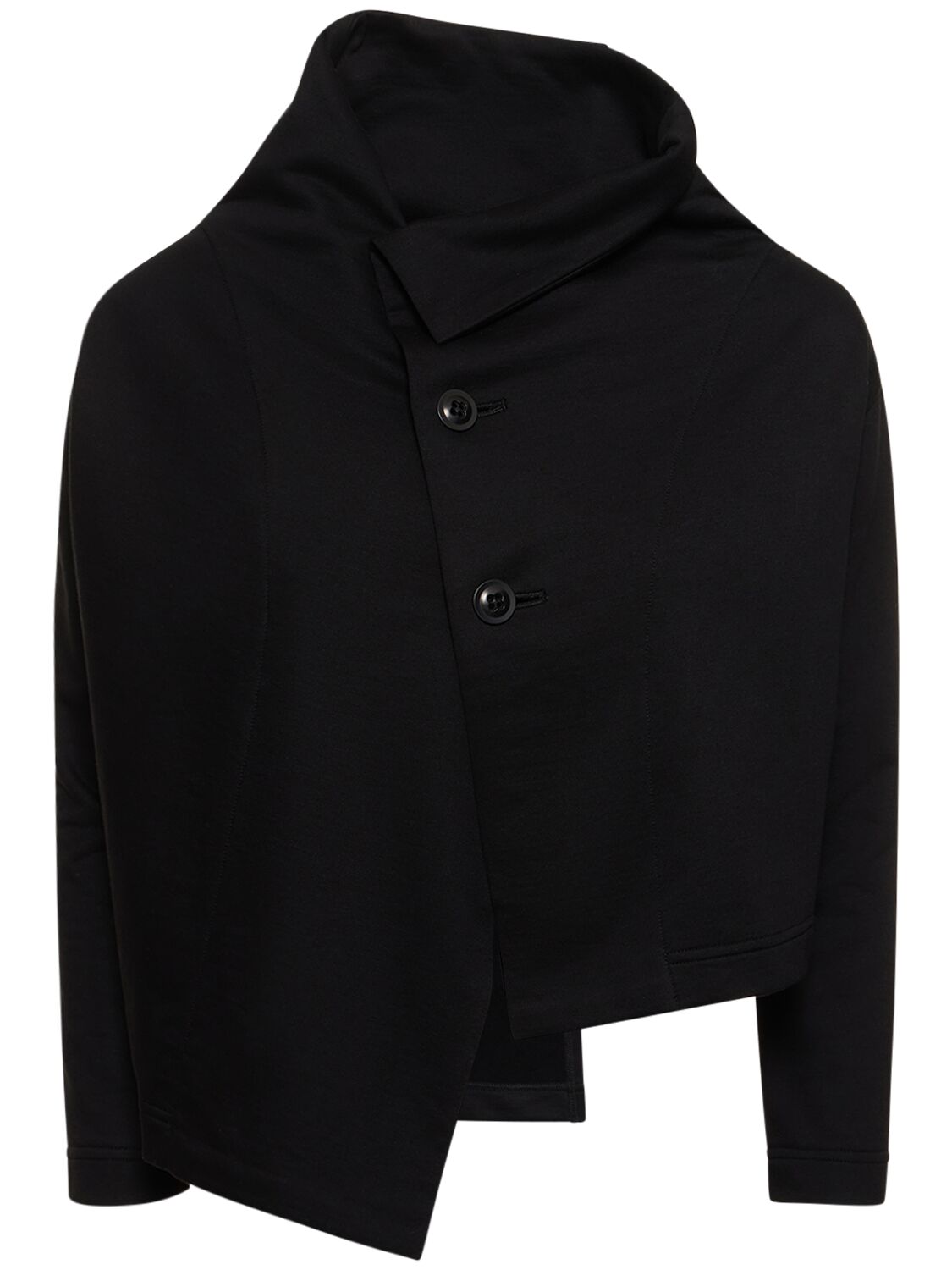 Yohji Yamamoto Asymmetric Cropped Jersey Jacket In Black