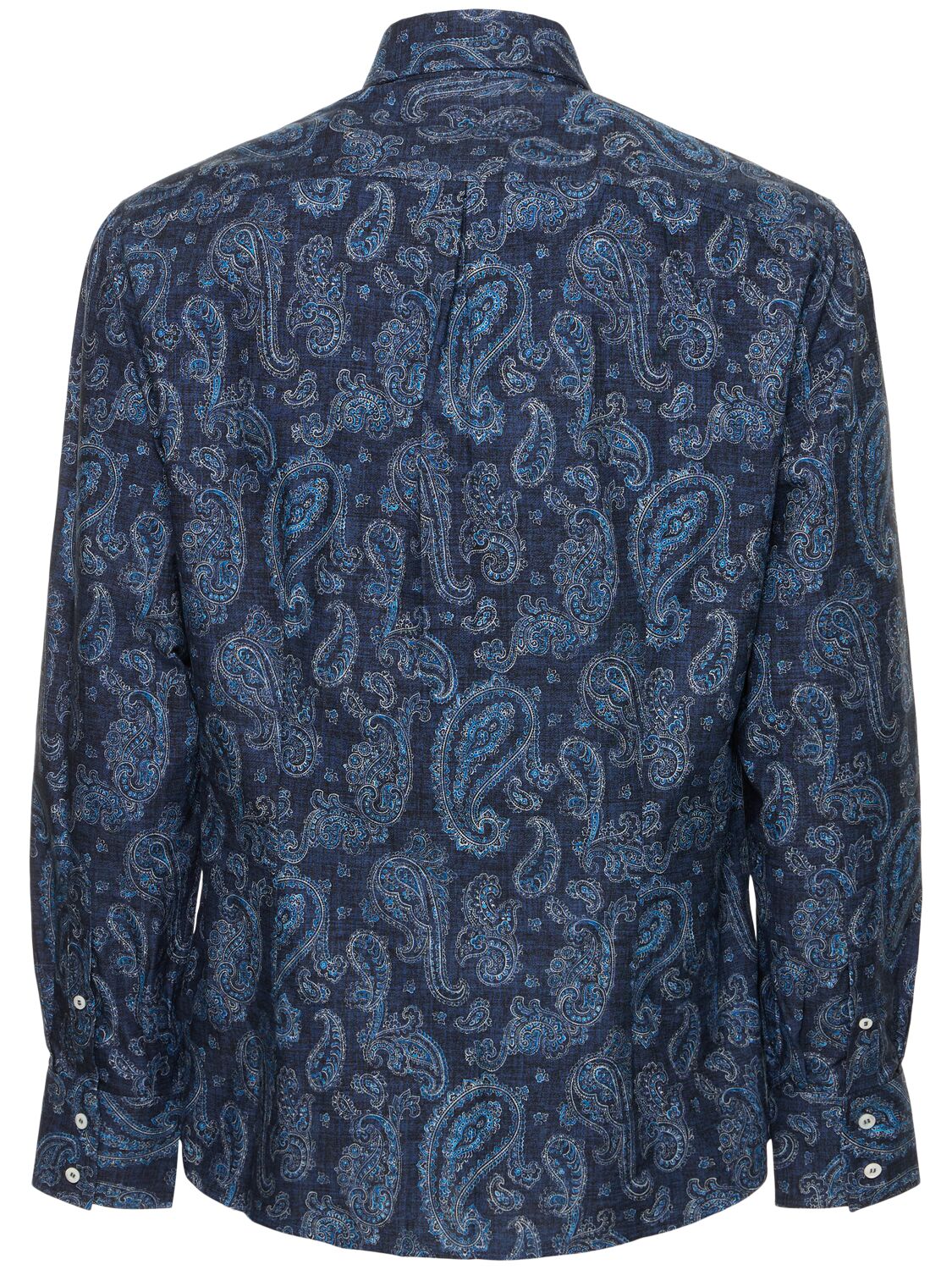 Shop Brunello Cucinelli Paisley Cotton Shirt In Ocean Blue