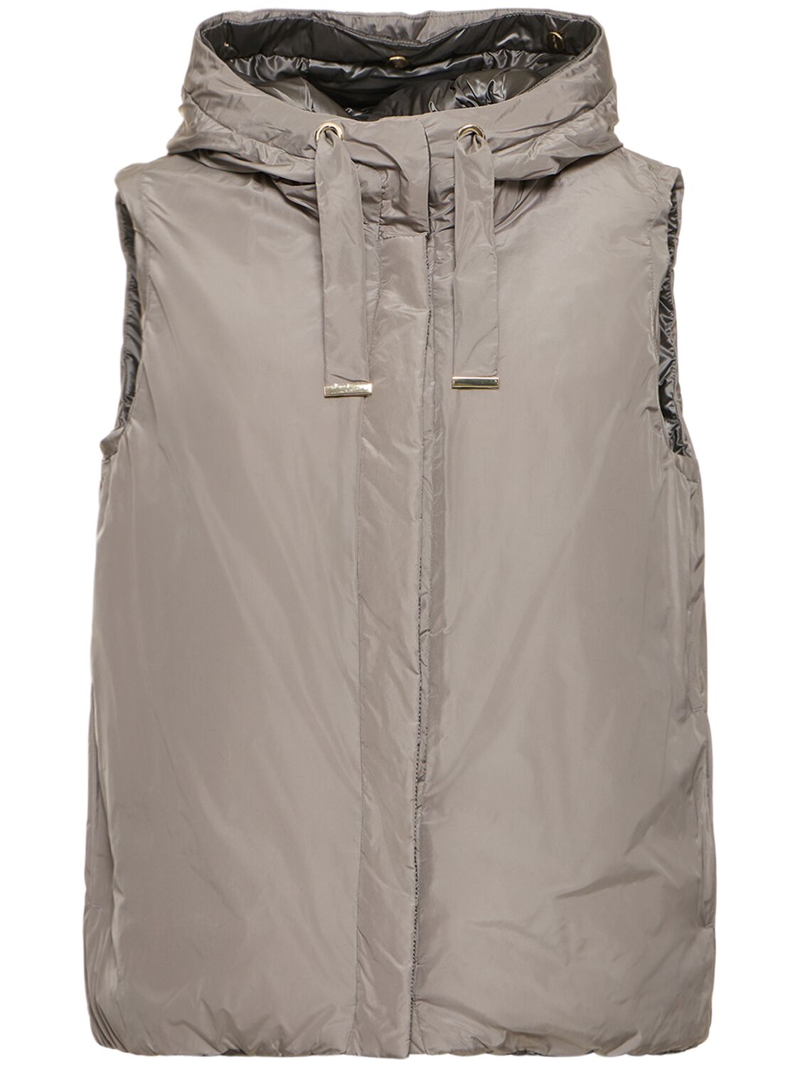 Shop Max Mara Josft Quilted Reversible Hooded Vest In Dark Green