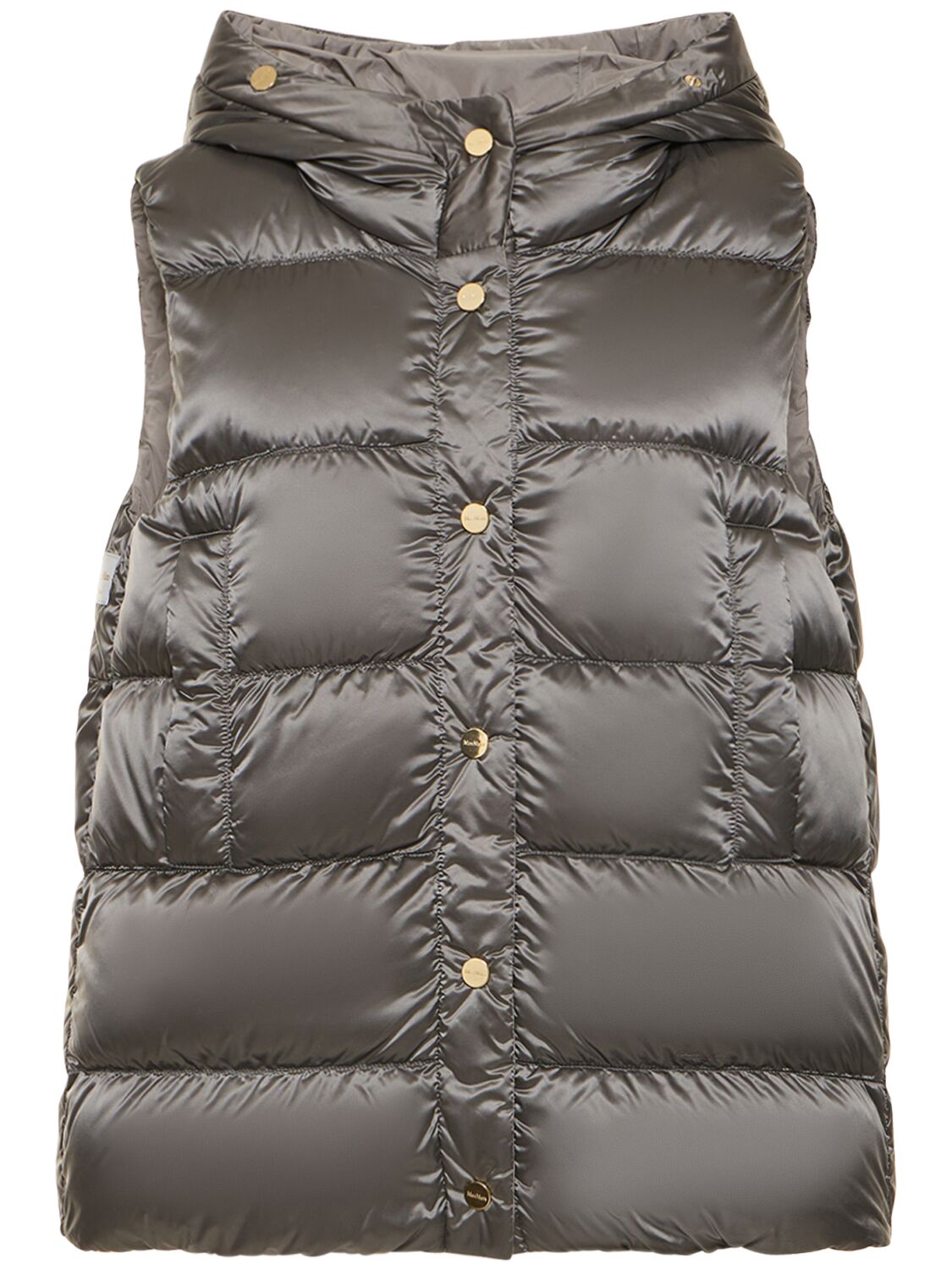 Max Mara Josft Quilted Reversible Hooded Vest In Gray
