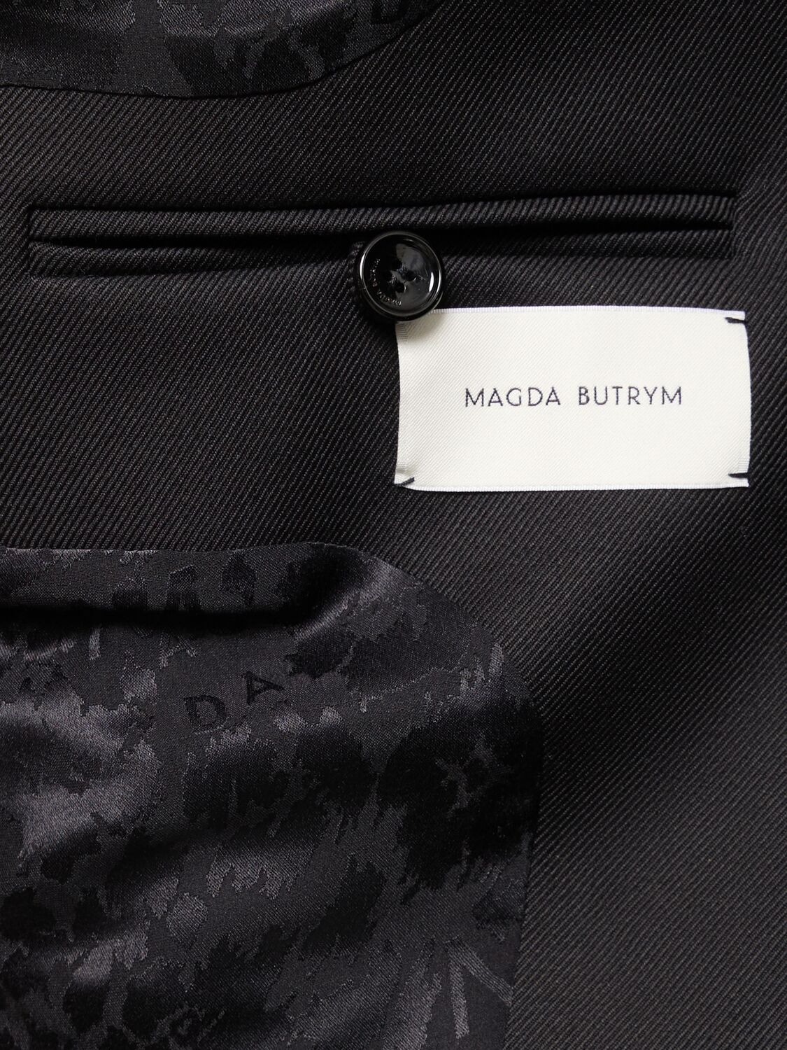 Shop Magda Butrym Wool Dbl Breasted Cropped Jacket In Black