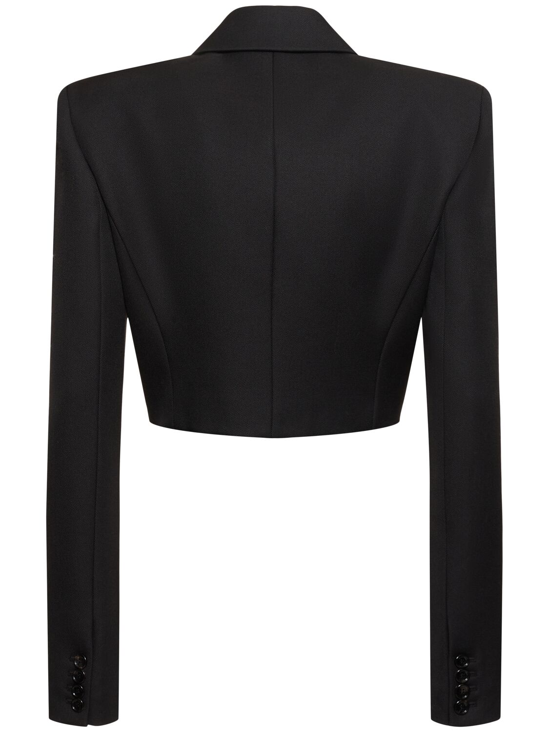 Shop Magda Butrym Wool Dbl Breasted Cropped Jacket In Black
