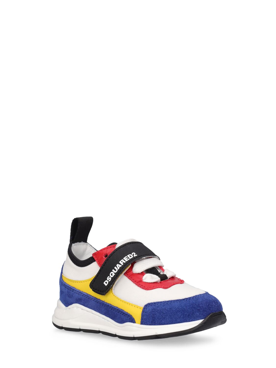 Shop Dsquared2 Logo Leather & Tech Strap Sneakers In Yellow,red,blue