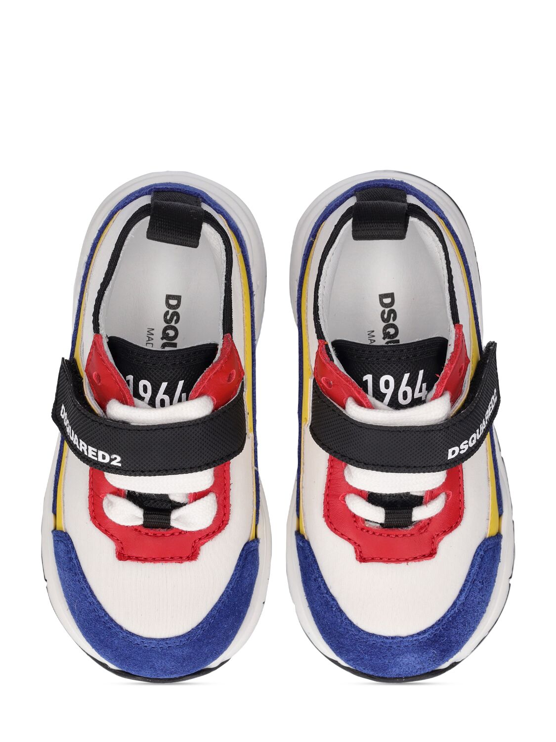 Shop Dsquared2 Logo Leather & Tech Strap Sneakers In Yellow,red,blue
