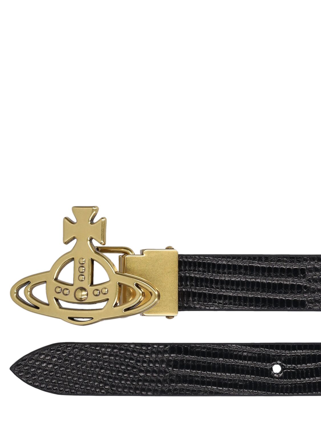 Shop Vivienne Westwood Small Orb Buckle Leather Belt In Black
