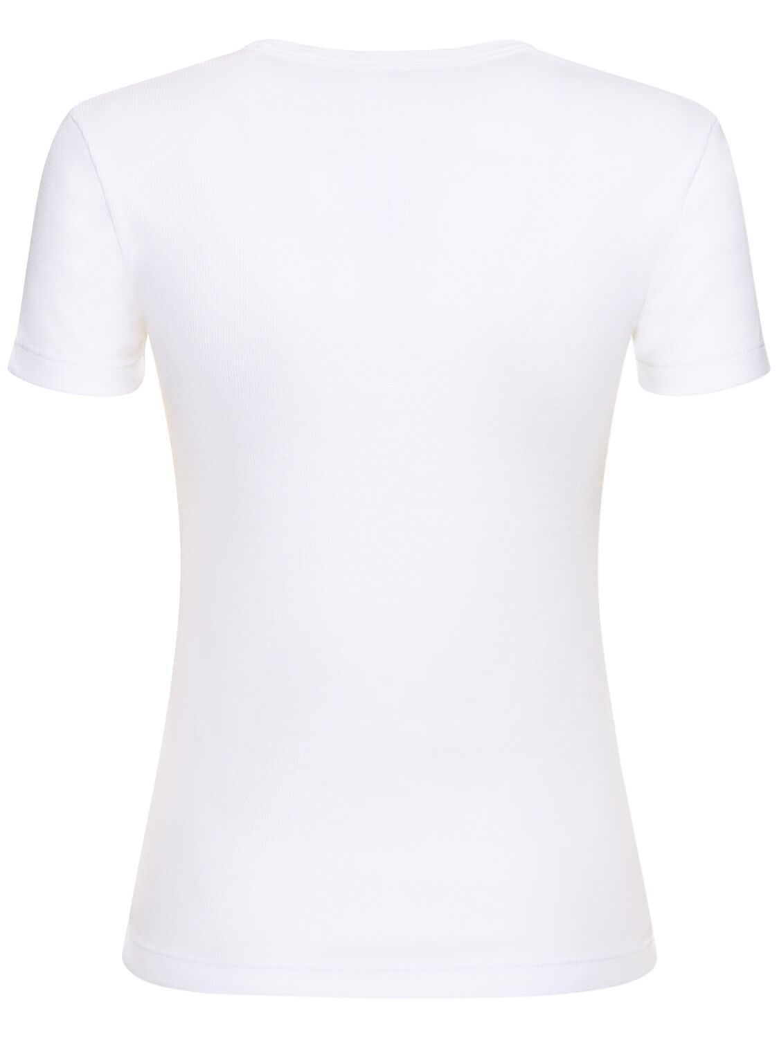 Shop Valentino Cotton Rib Jersey Logo  T-shirt In White