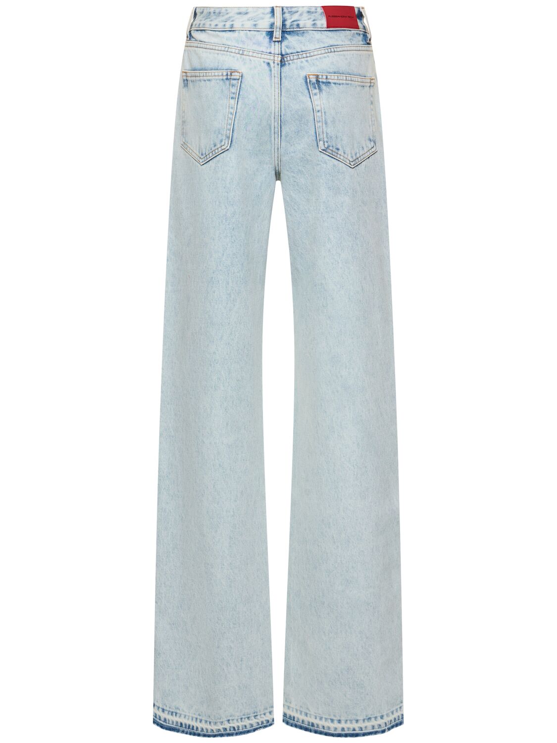 Shop Alessandra Rich Denim Wide Jeans W/ Studs In Light Blue