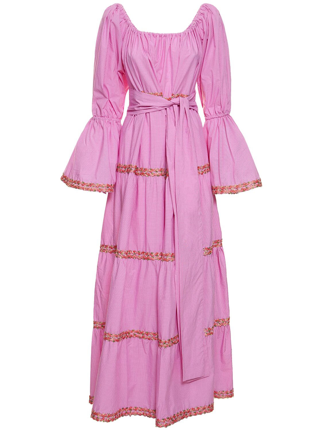 Flora Sardalos Off-the-shoulder Cotton Long Dress In Pink