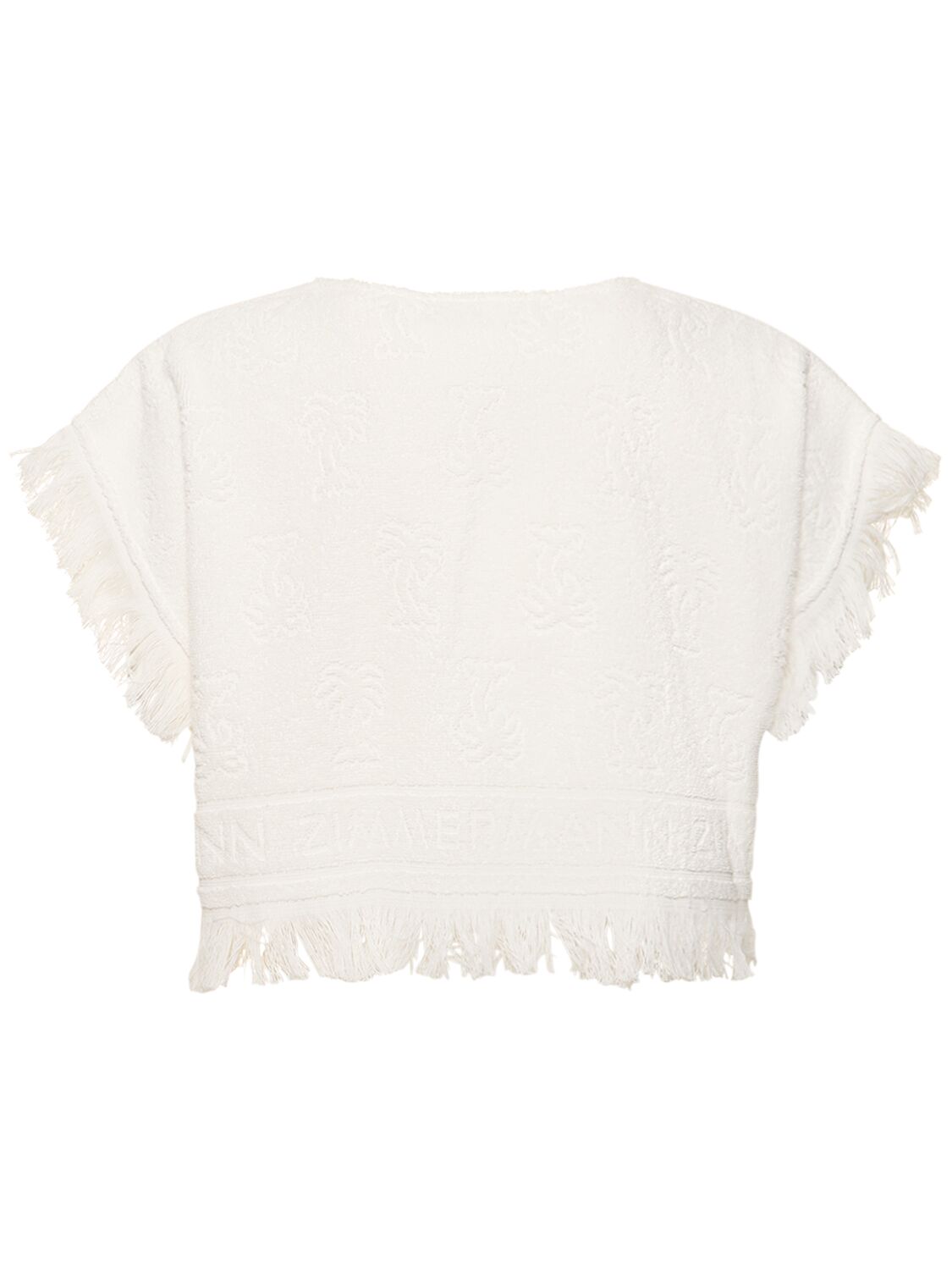 Shop Zimmermann Alight Cotton Toweling Crop Top In Ivory