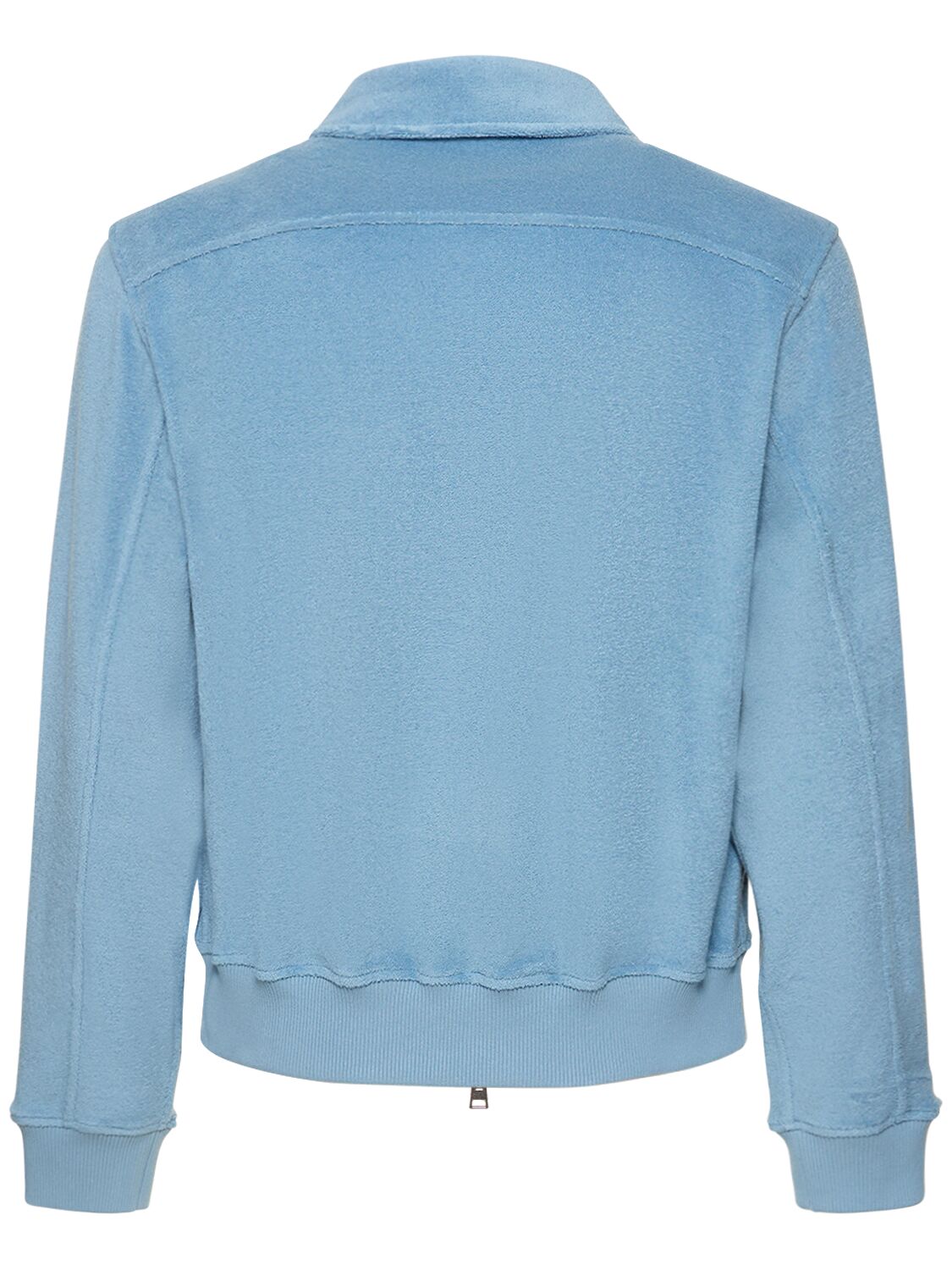 Shop Tom Ford Summer Toweling Cotton Zip Jacket In Azur