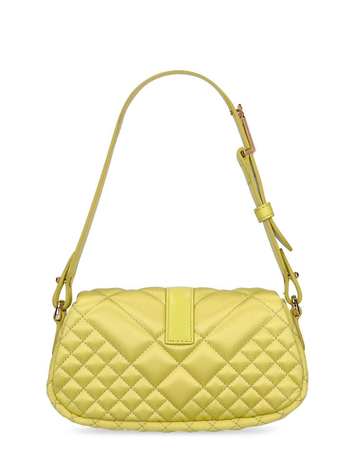 Shop Versace Mini Greca Goddess Padded Shoulder Bag In Yellow