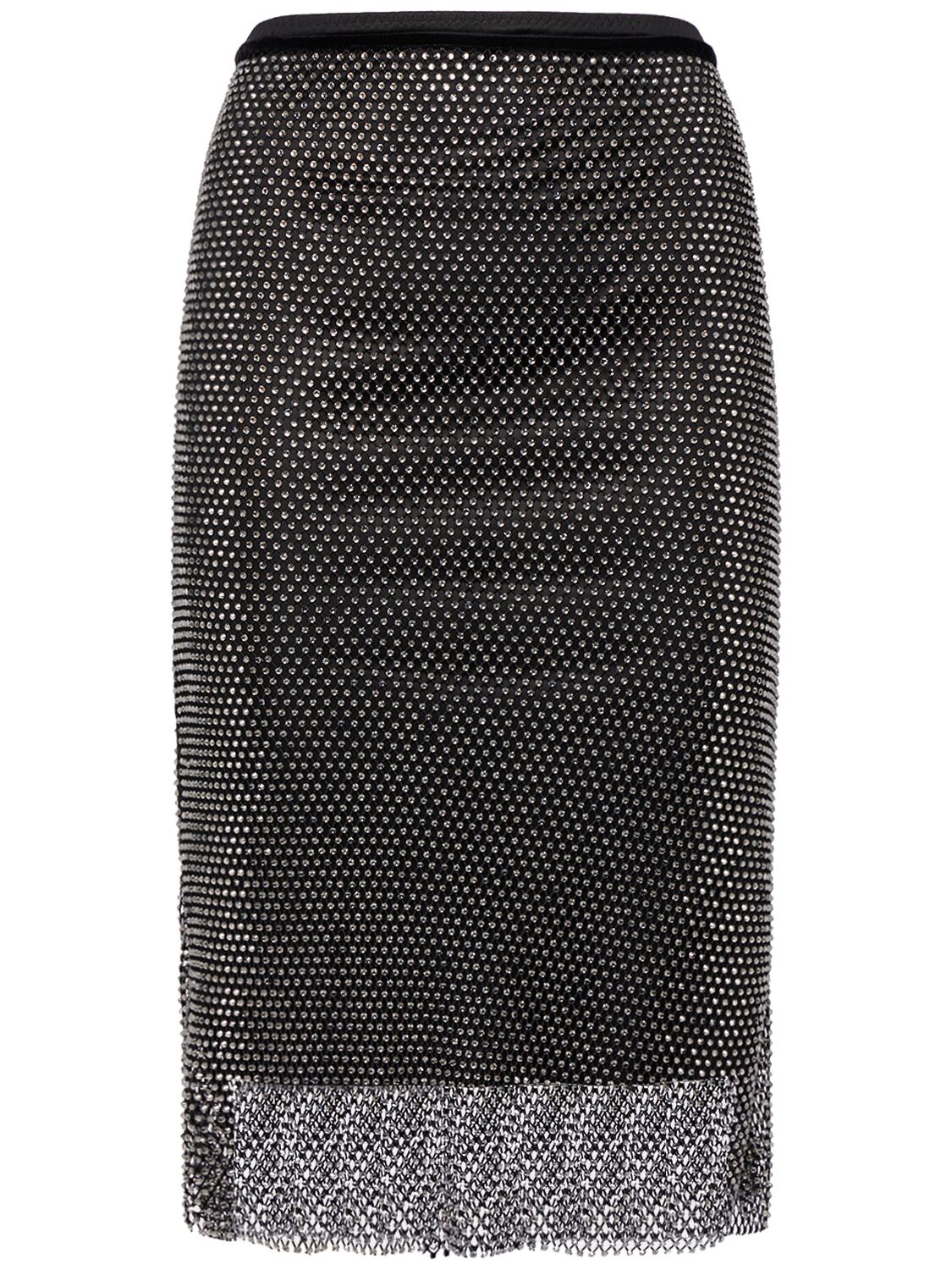 Shop Sportmax Zinnia Embellished Mesh Midi Skirt In Black