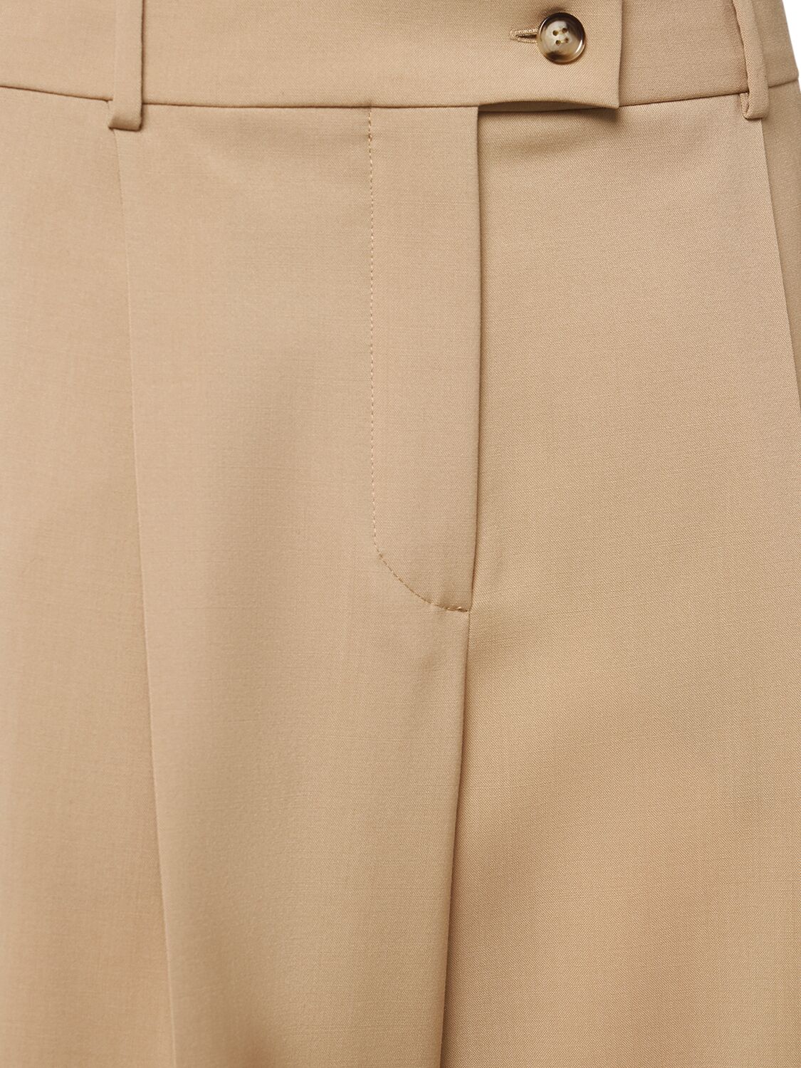 Shop Sportmax Vela Wool Wide Pants In Dark Beige