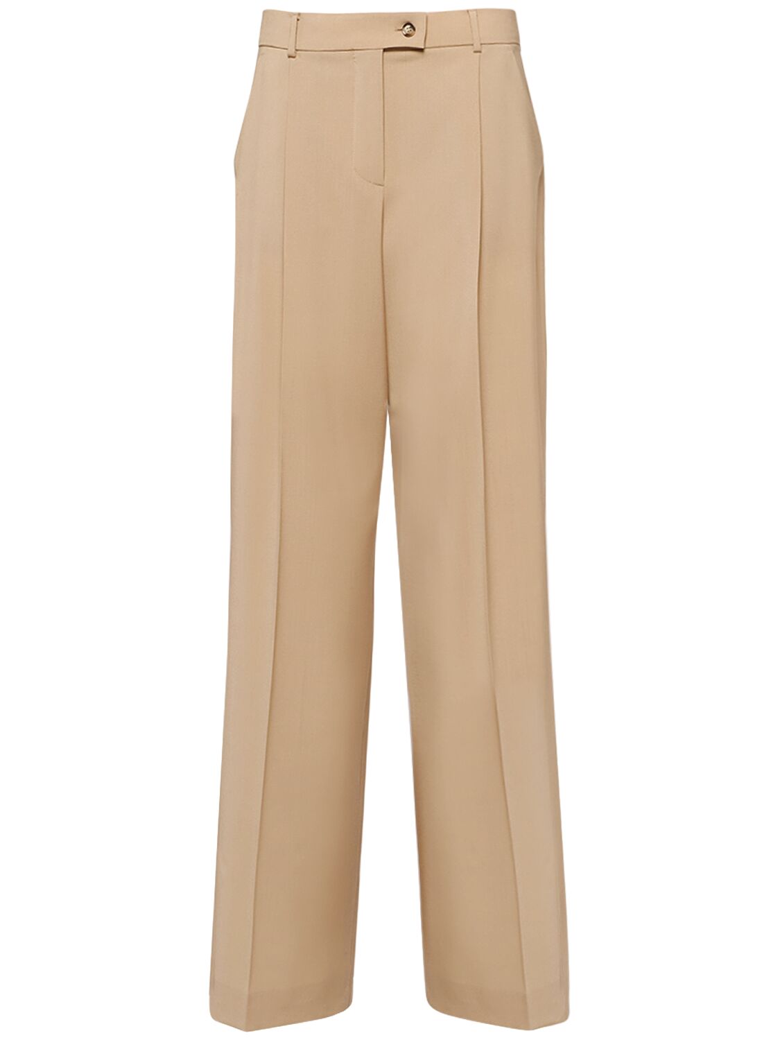 Shop Sportmax Vela Wool Wide Pants In Dark Beige