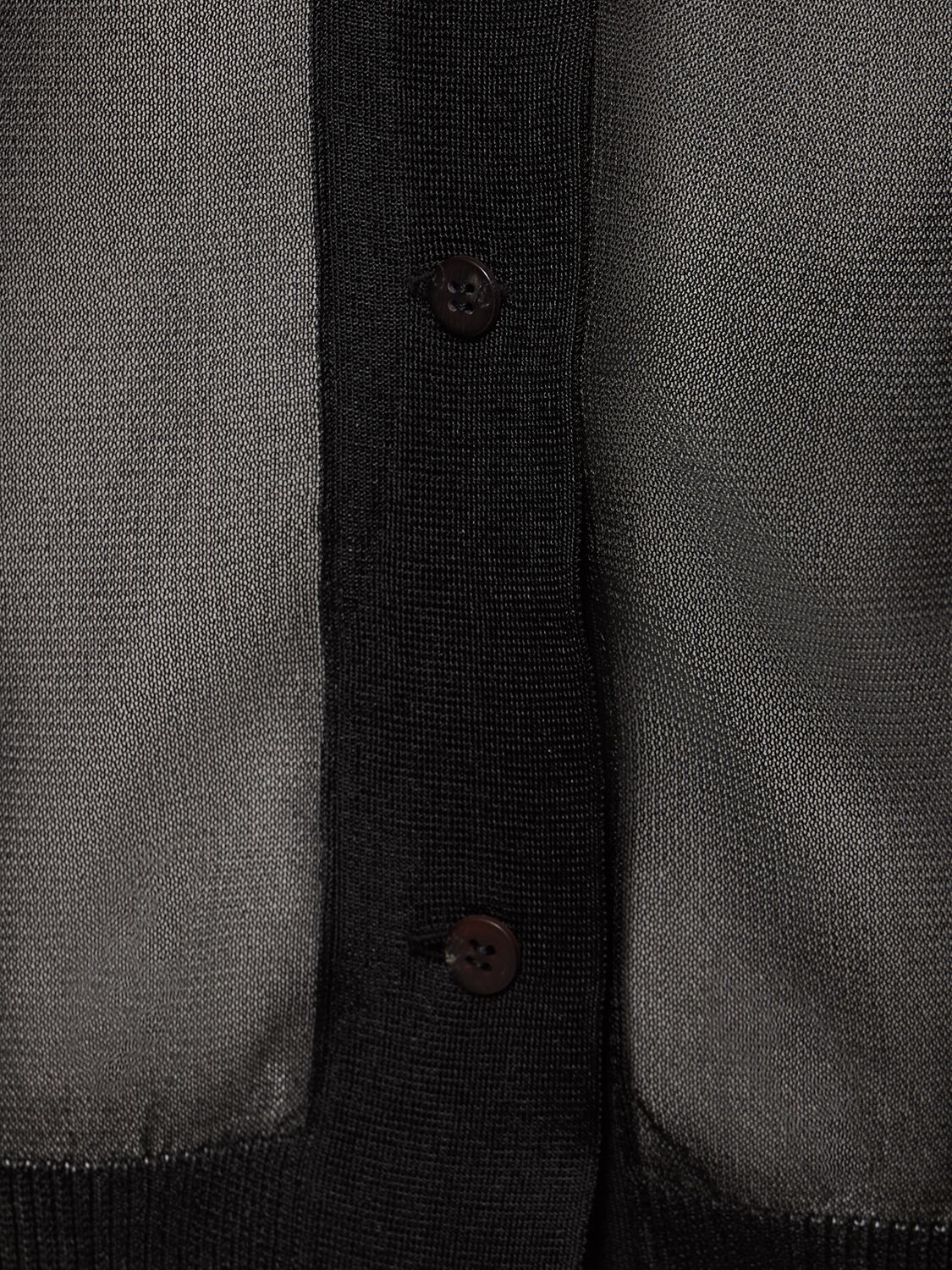 Shop Yohji Yamamoto Back Button Mesh Long Sleeve Top In Black