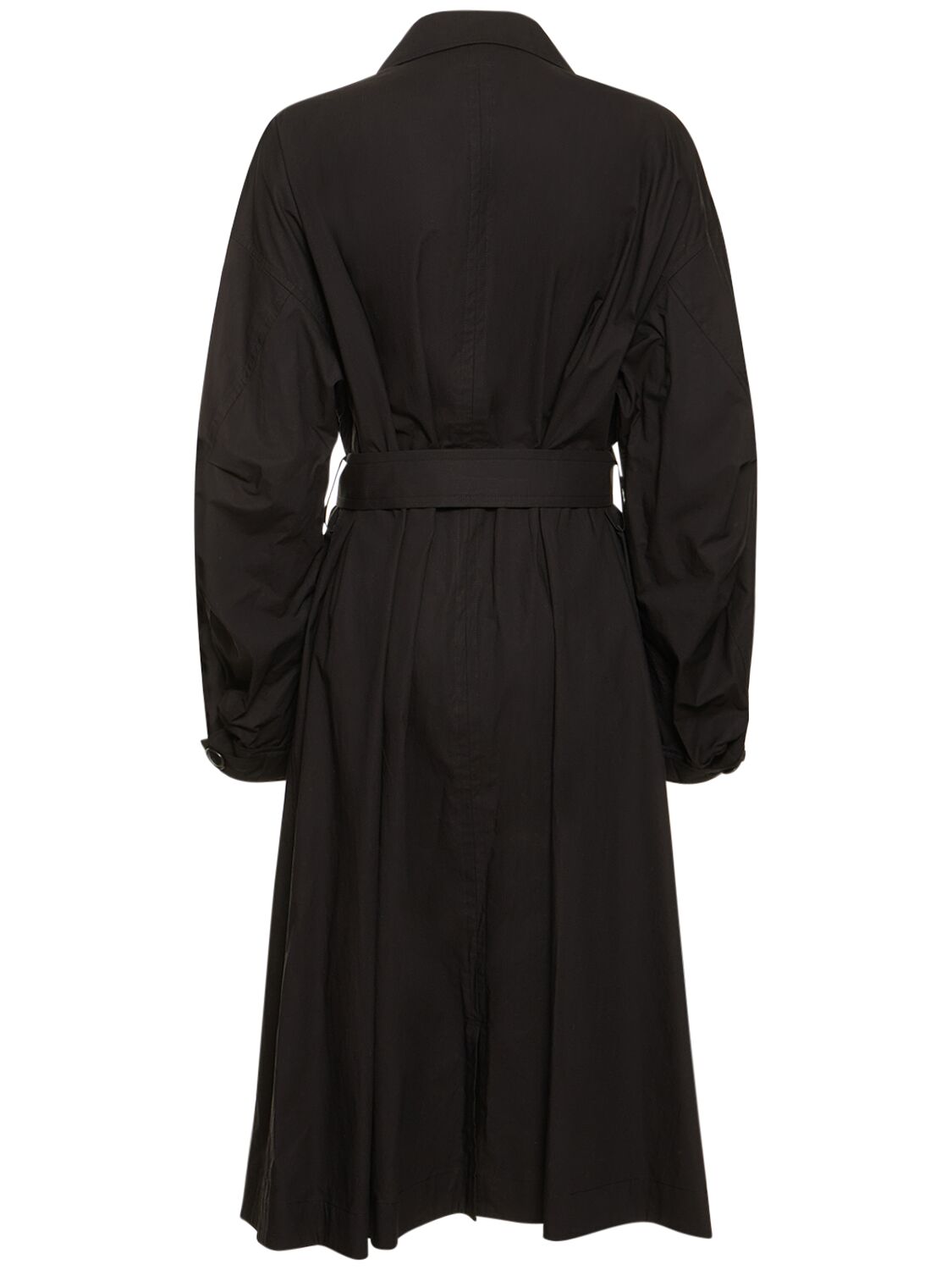 Shop Yohji Yamamoto Cotton Midi Trench Coat In Black