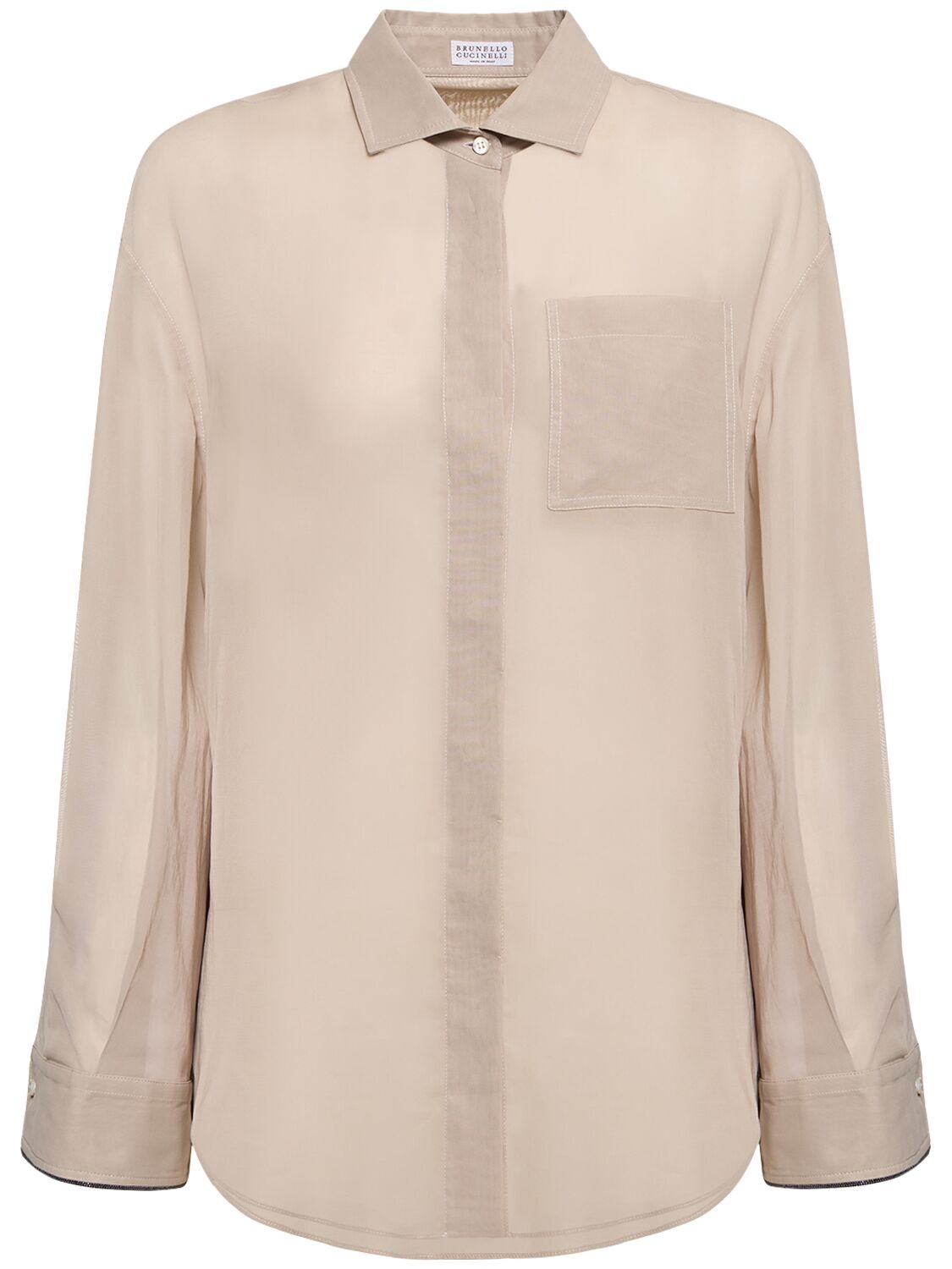 Brunello Cucinelli Cotton Gauze Shirt In Light Grey