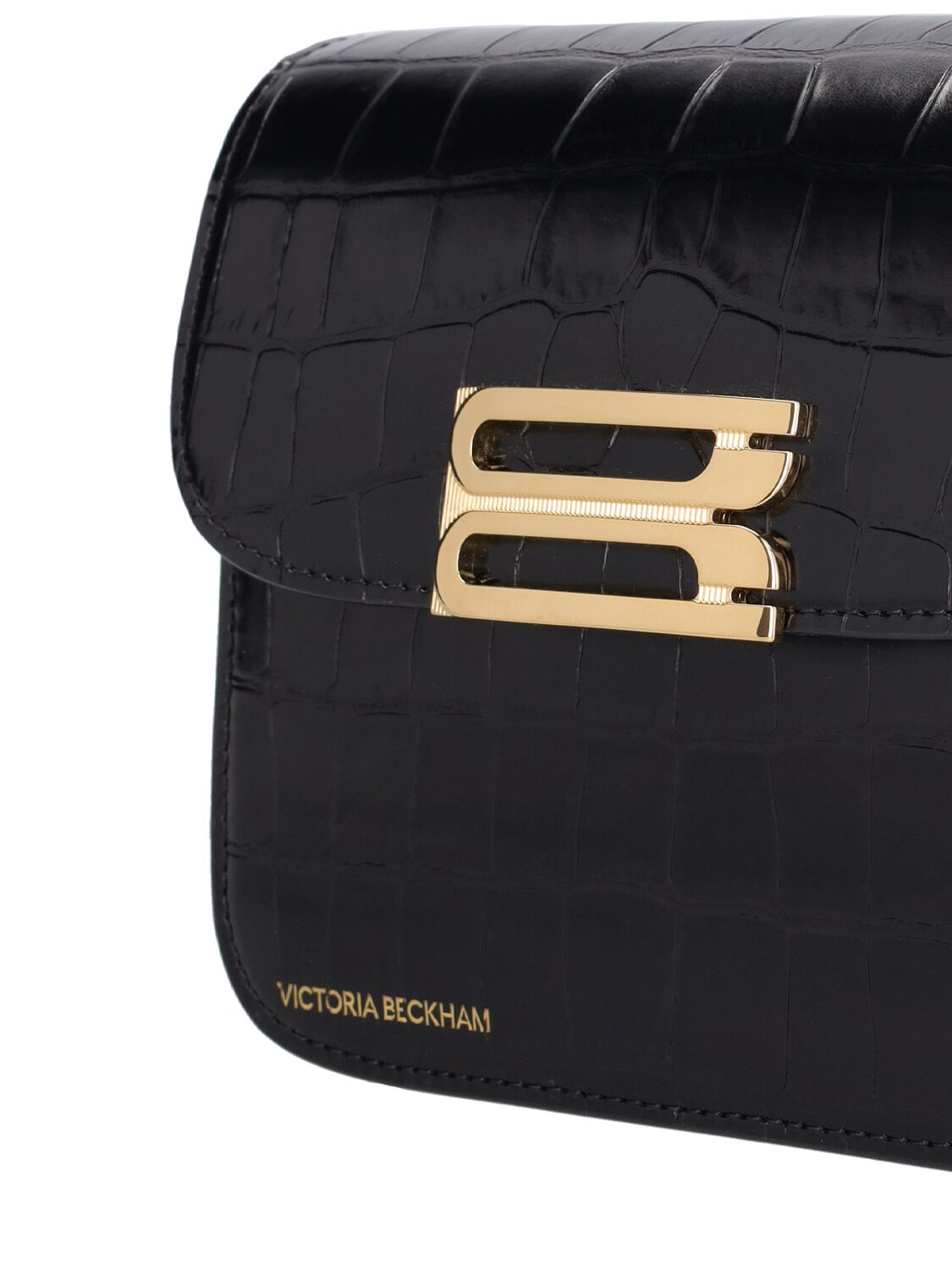 Shop Victoria Beckham Mini Frame Embossed Leather Shoulder Bag In Black