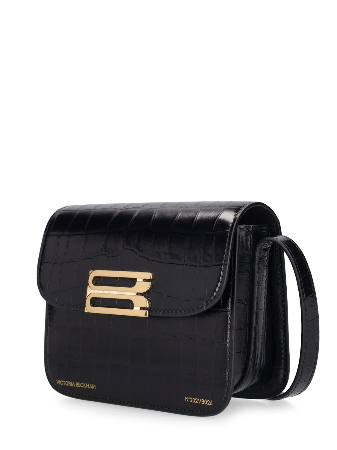 Shop Victoria Beckham Mini Frame Embossed Leather Shoulder Bag In Black
