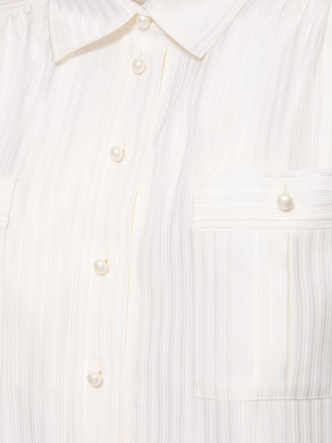 Alessandra Rich Silk Jacquard Shirt W/pockets In White
