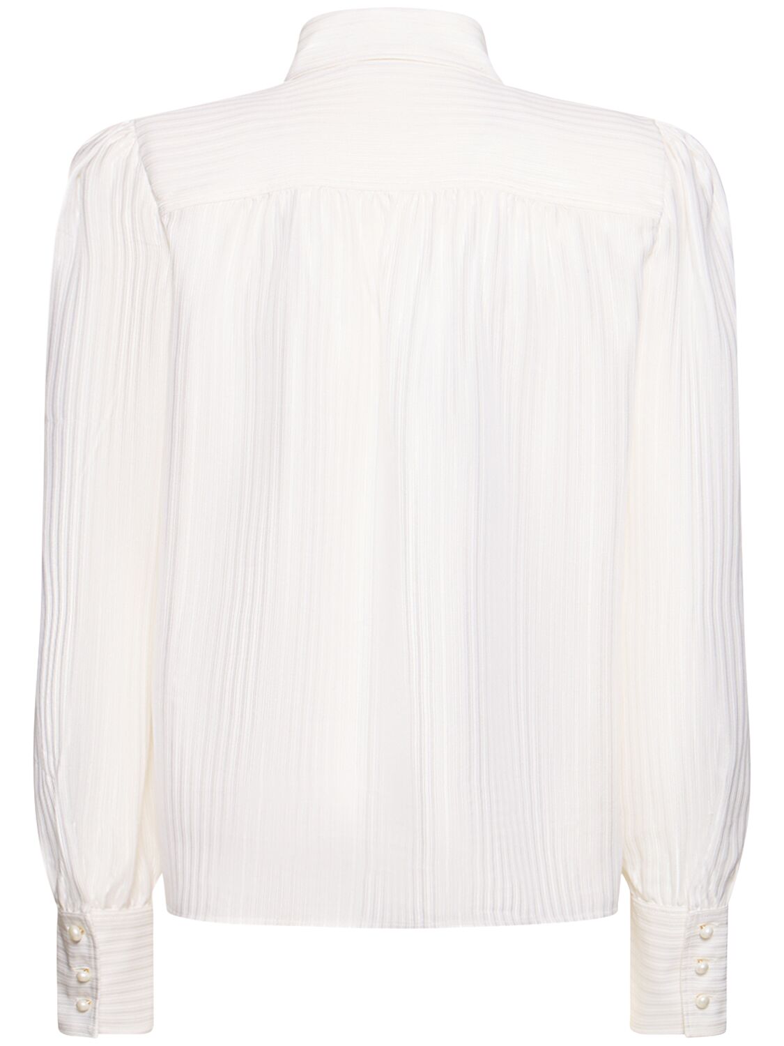 Alessandra Rich Silk Jacquard Shirt W/pockets In White