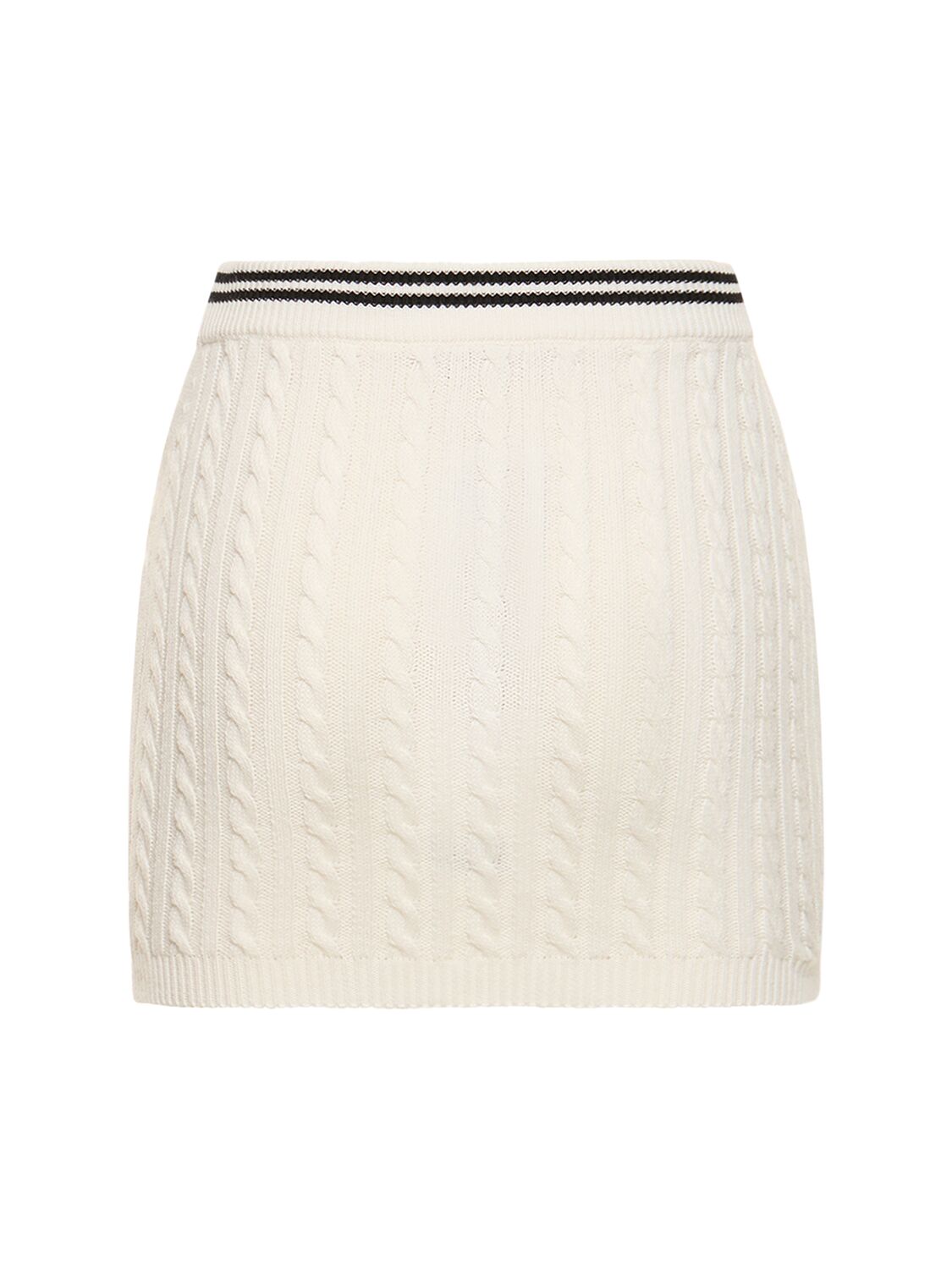 Shop Alessandra Rich Cotton Blend Knit Mini Skirt In White