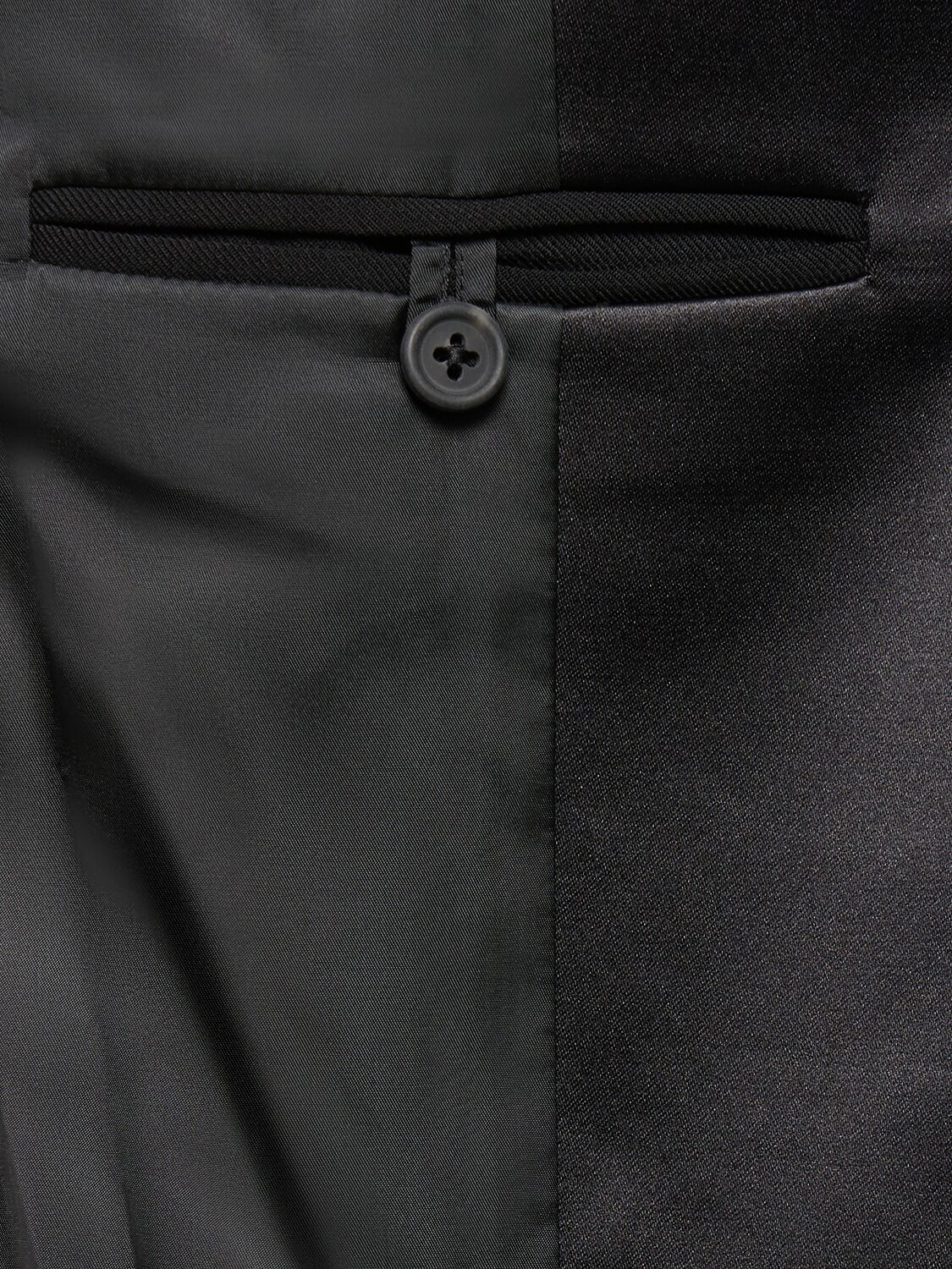Shop Helmut Lang Wool Blend Tuxedo Blazer In Black