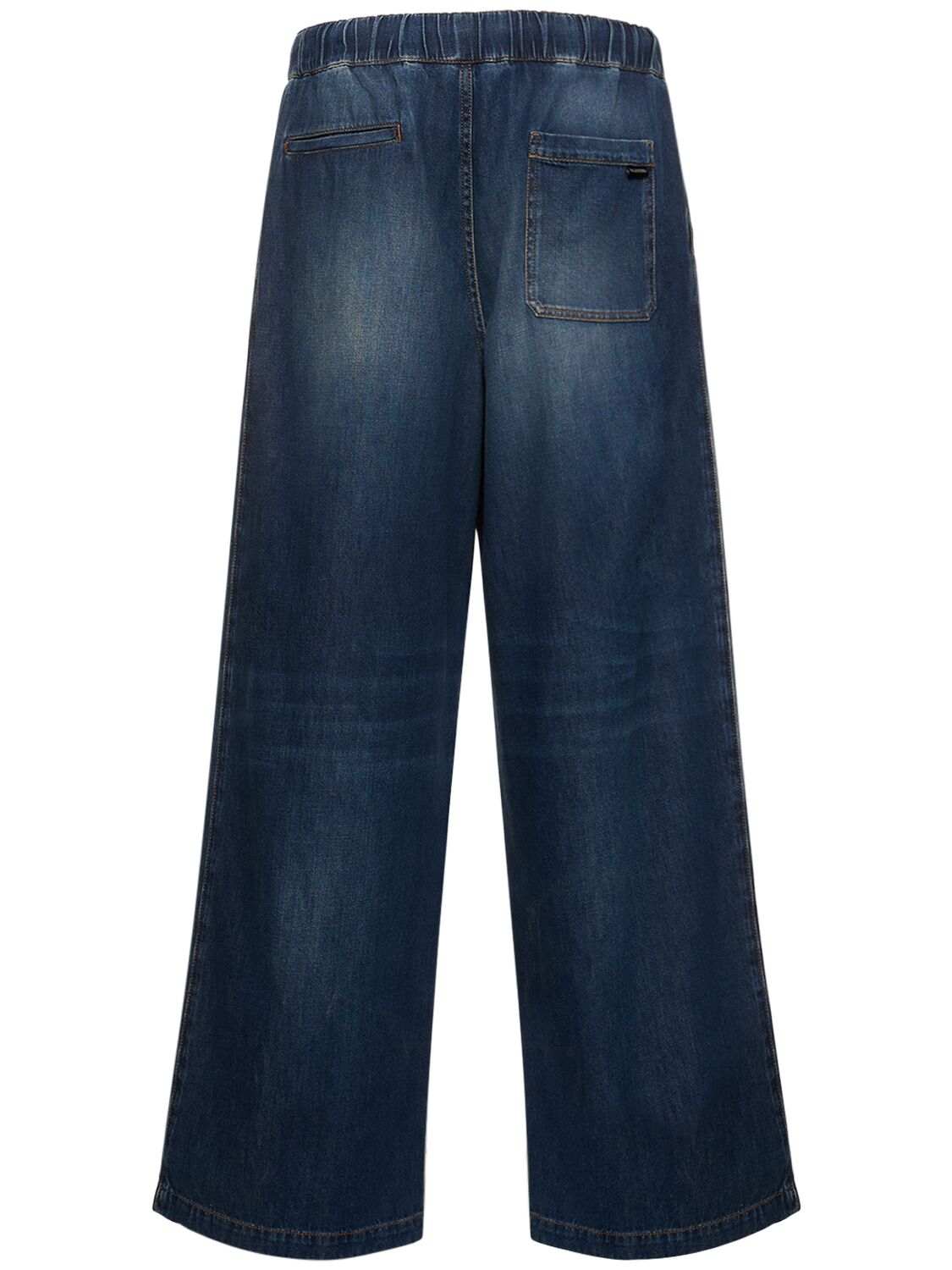 Shop Valentino Loose Denim Drawstring Jeans In Blue
