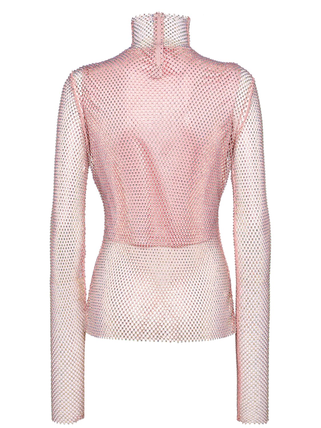 Shop Sportmax Valdai Embellished Mesh Top In Pink